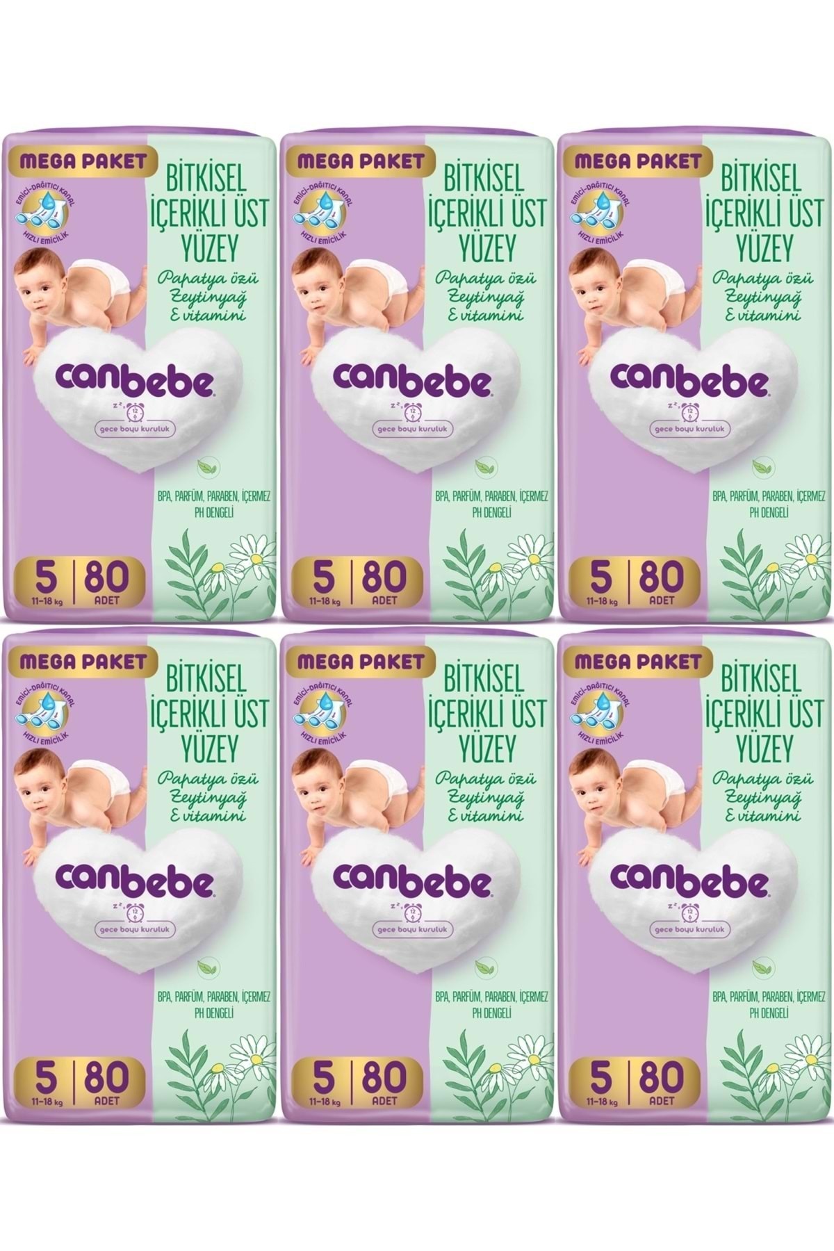 Canbebe Bebek Bezi Beden:5 (11-18KG) Junior 480 Adet Mega Ekstra Fırsat Pk