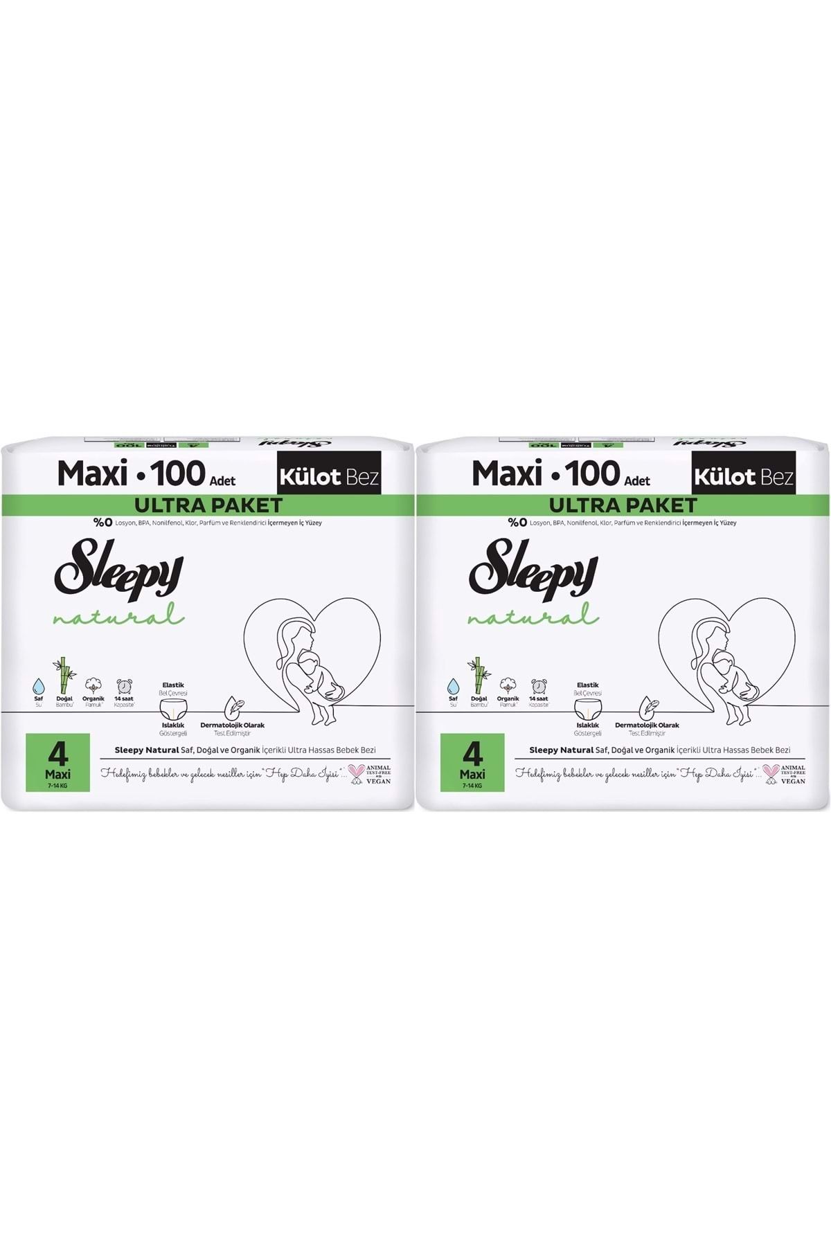 Sleepy Külot Bebek Bezi Natural Beden:4 (7-14KG) Maxi 200 Adet Süper Ekonomik Gross Pk