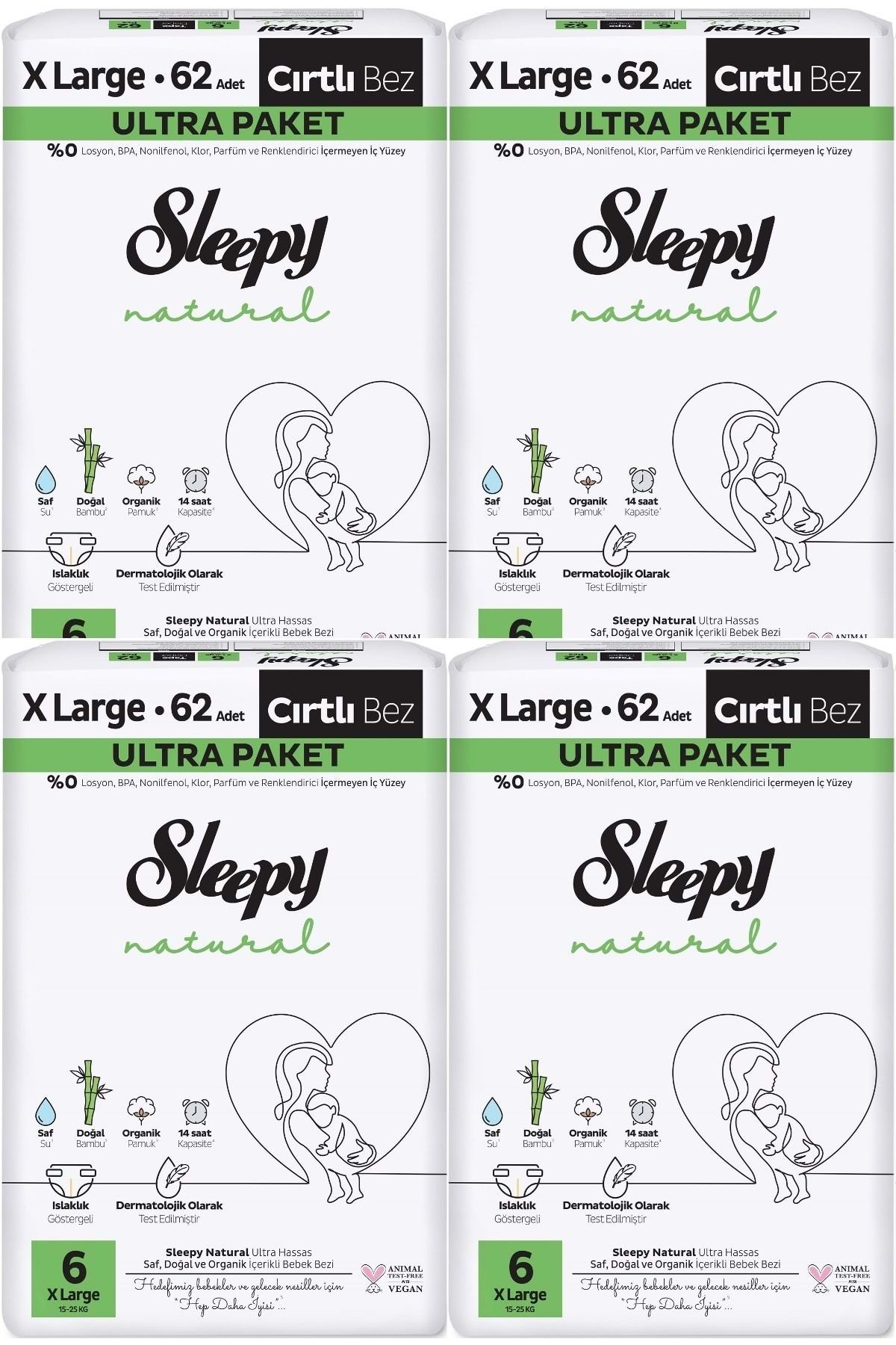 Sleepy Bebek Bezi Natural Beden:6 (15-25KG) Extra Large 248 Adet Avantaj Ultra Pk