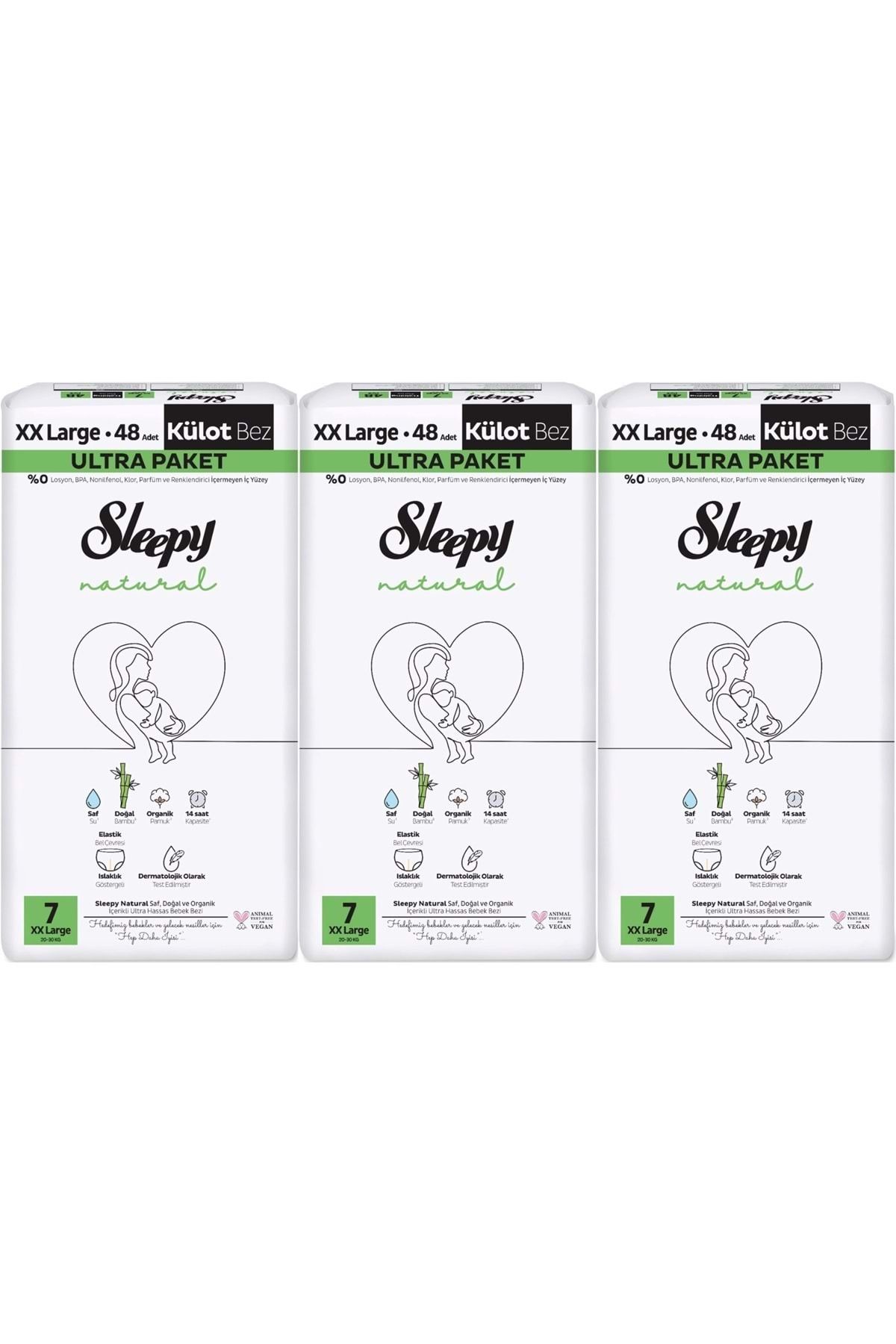 Sleepy Külot Bebek Bezi Natural Beden:7 (20-30KG) Xx Large 144 Adet Aylık Ultra Pk