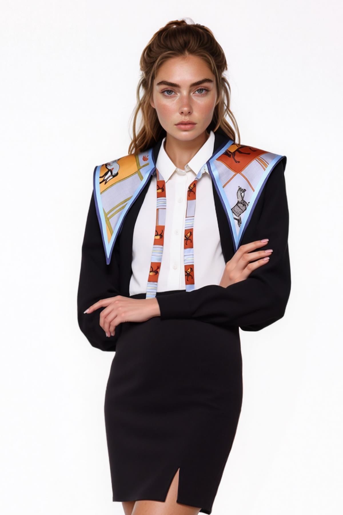 Walkenzo Sanatsal Stil At Desenli Modern Kadın Omuz Şalı