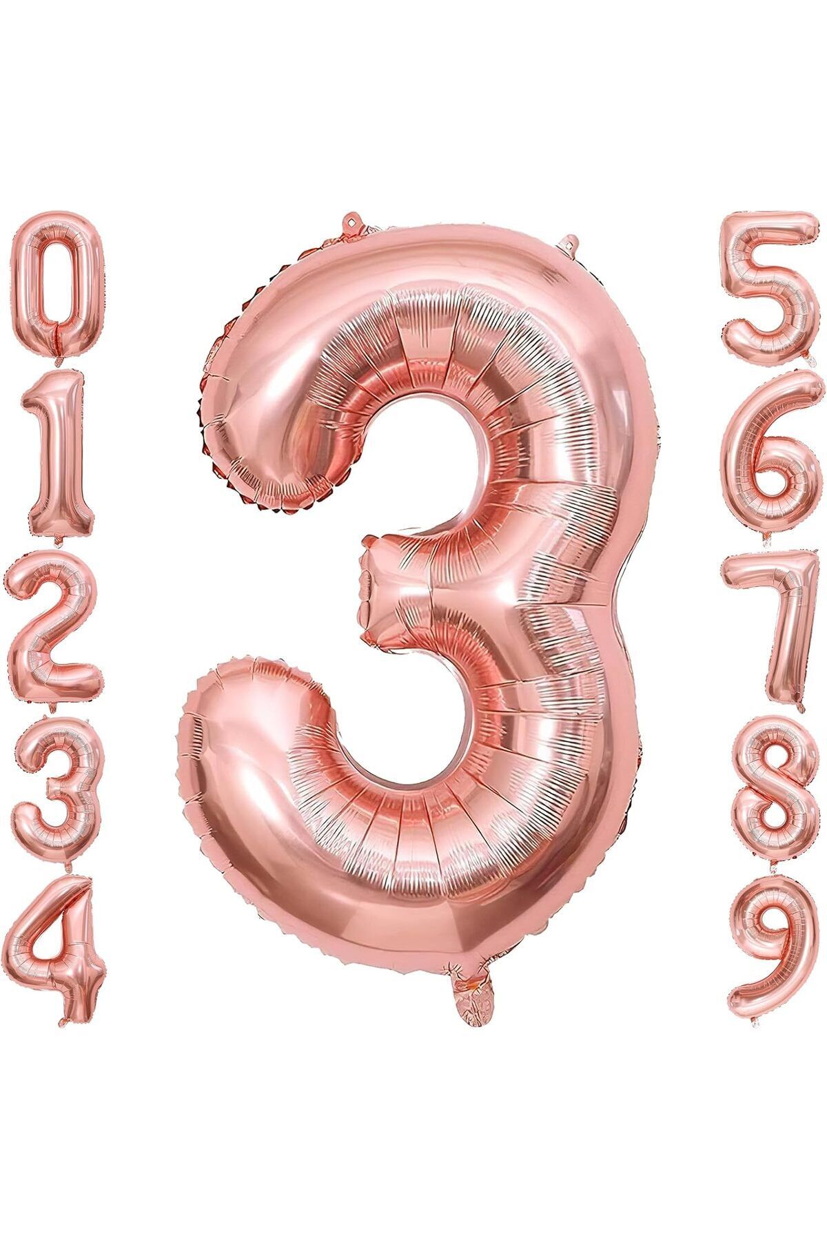 UVERTE 3 Yaş Gold Altın Renk Folyo Balon 34 İnç 80 cm Doğum Günü ve Parti Süsü