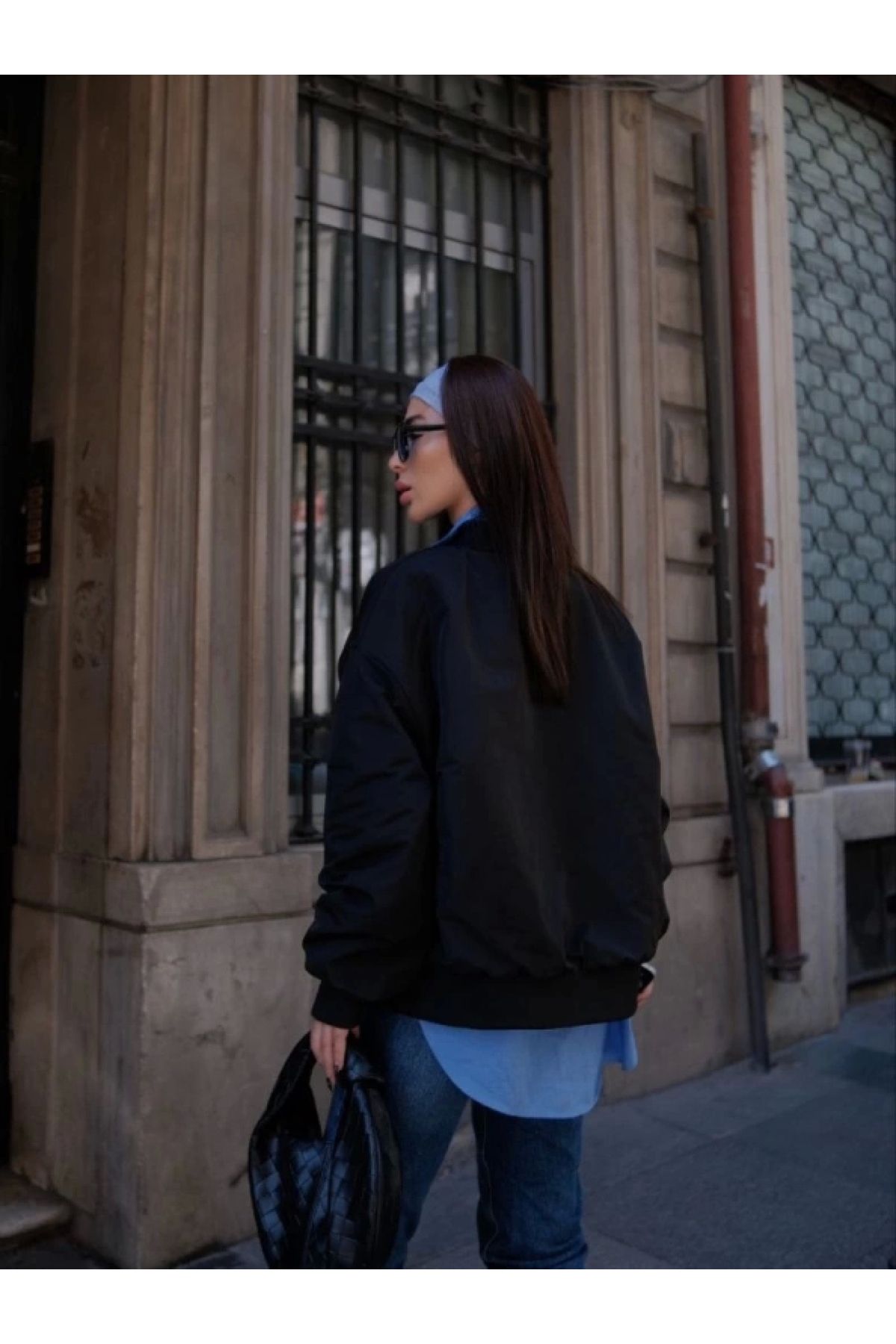 POLEXP Siyah Cepli Bomber Ceket Mont