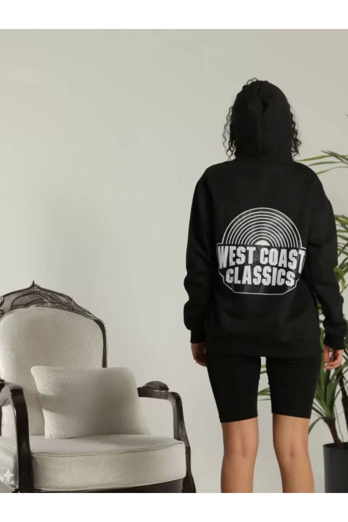 POLEXP Oversize Siyah Kapüşonlu Sweatshirt