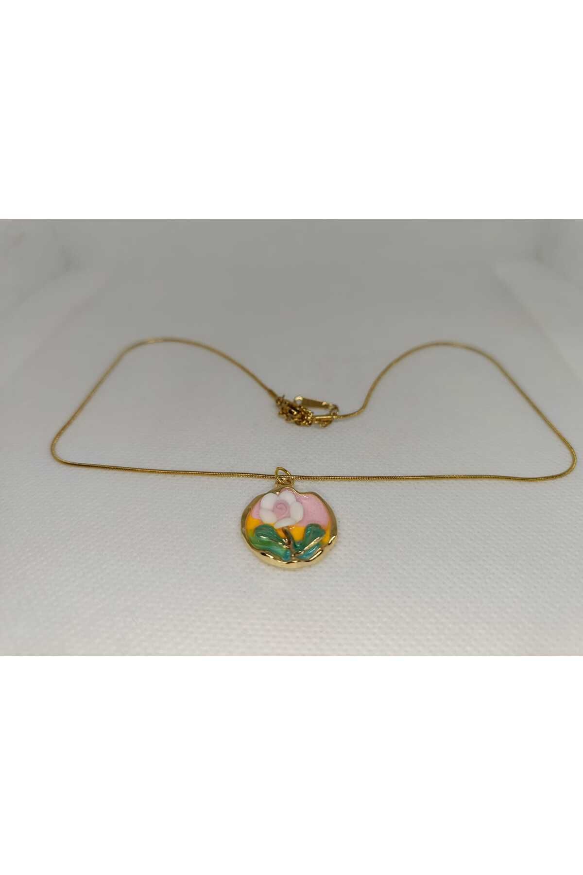 Store Çiçek Desenli Moda Paslanmaz Çelik Gold Kolye