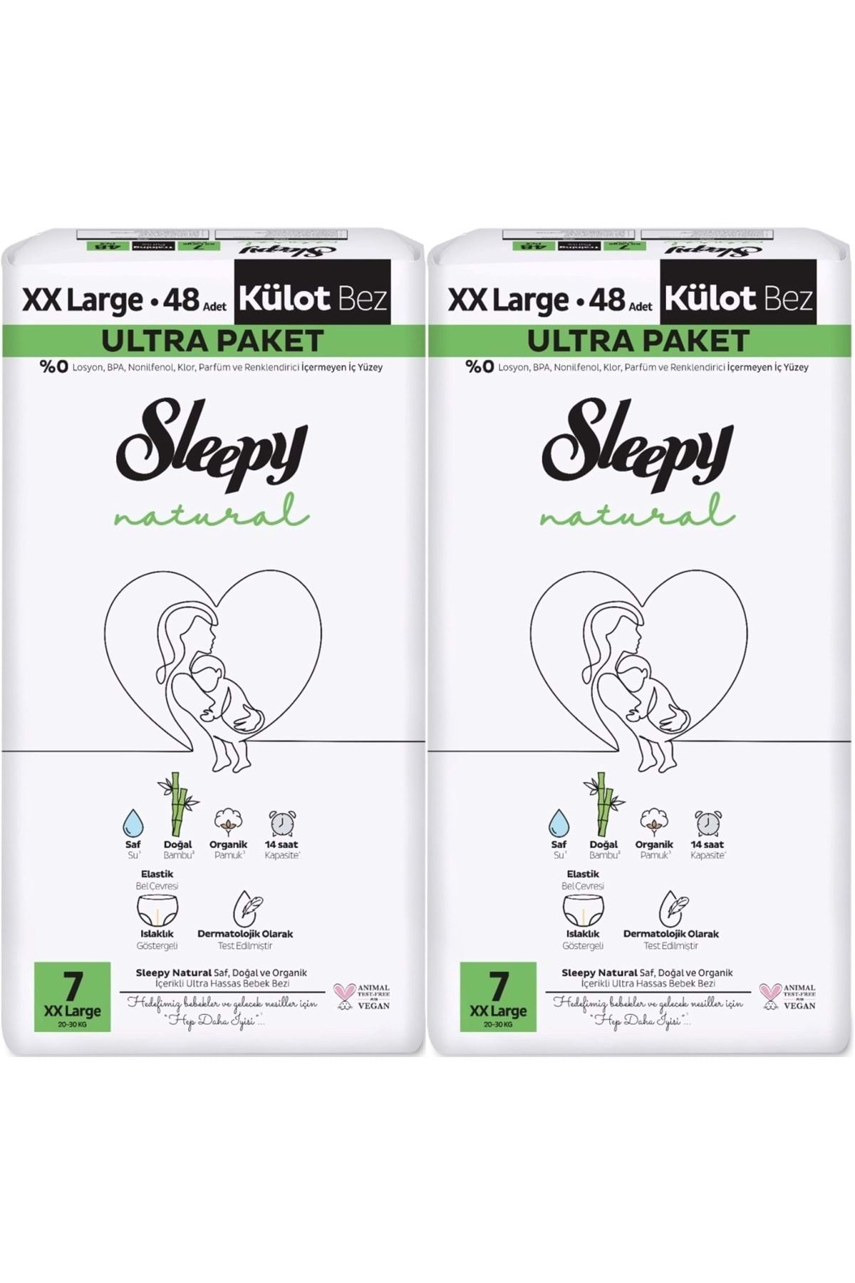 Sleepy Külot Bebek Bezi Natural Beden:7 (20-30KG) Xx Large 96 Adet Ekonomik Ultra Pk