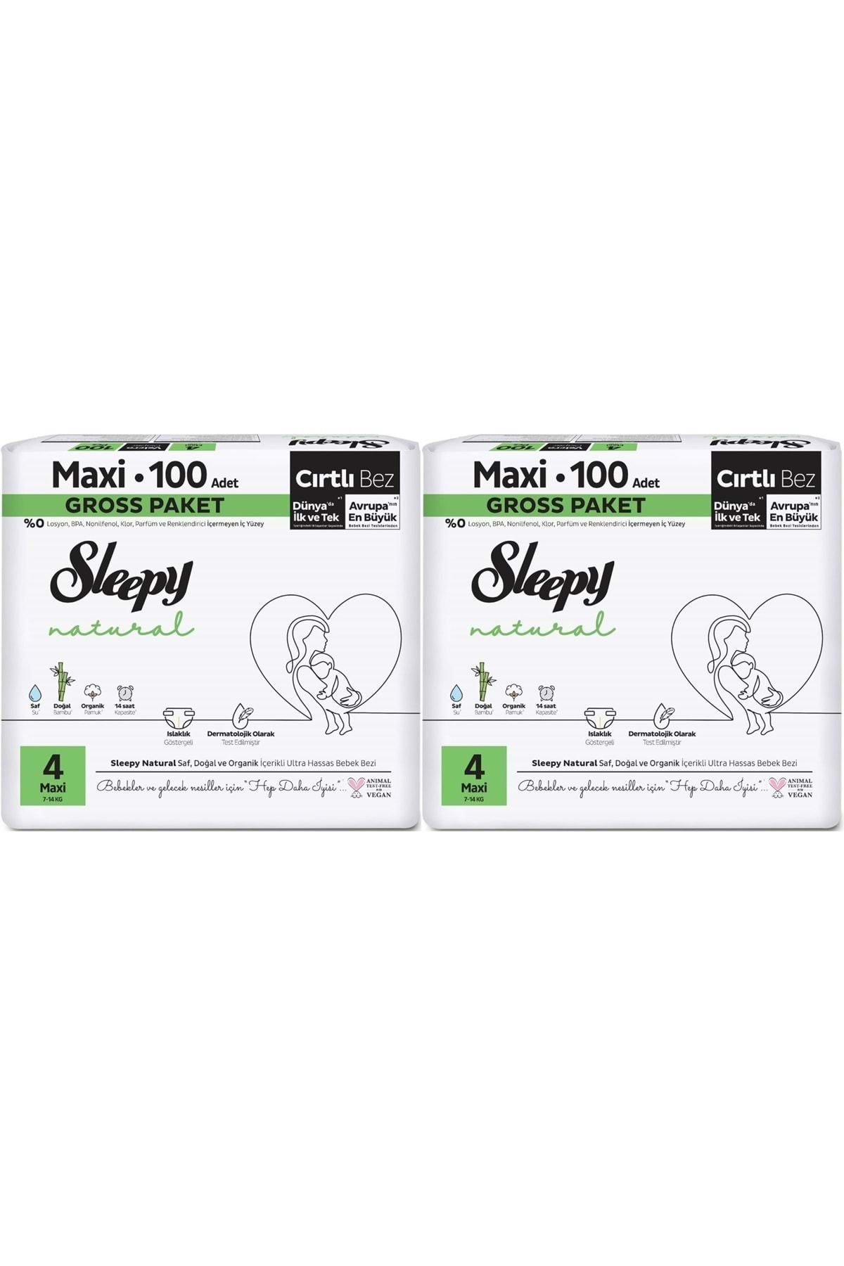 Sleepy Bebek Bezi Natural Beden:4 (7-14KG) Maxi 200 Adet Ekonomik Ultra Pk