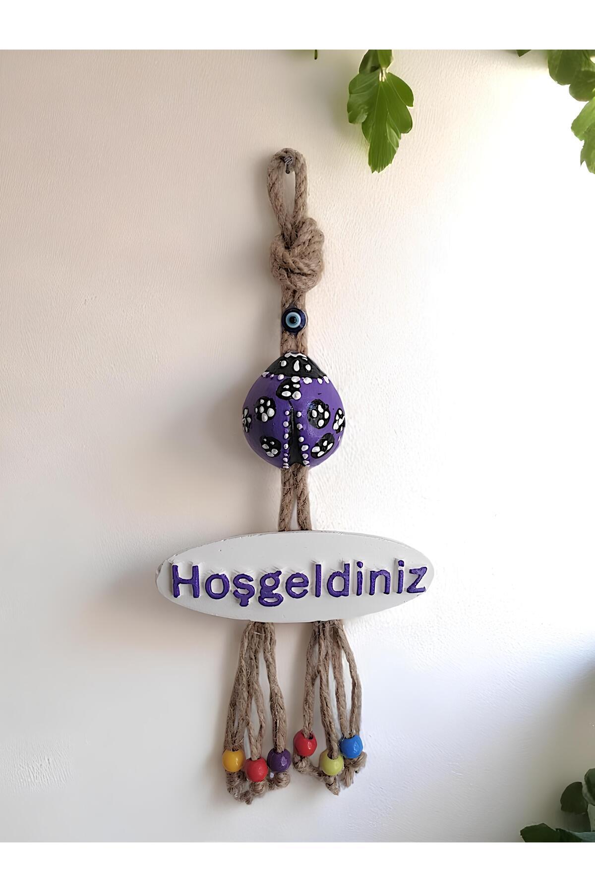 Grimsi-Purple Ladybug Welcome Decorative Door Wall Ornament 1