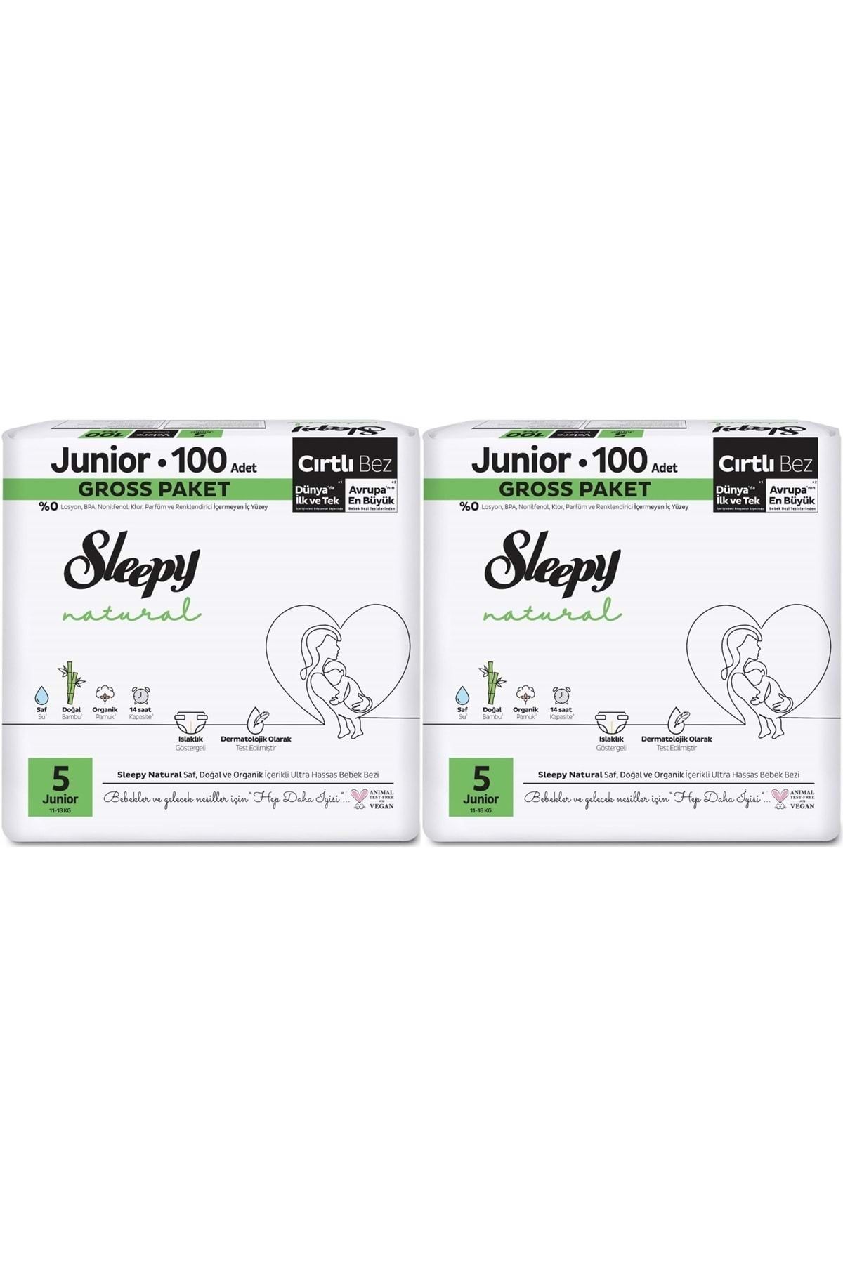 Sleepy Bebek Bezi Natural Beden:5 (11-18KG) Junior 156 Adet Ekonomik Ultra Pk