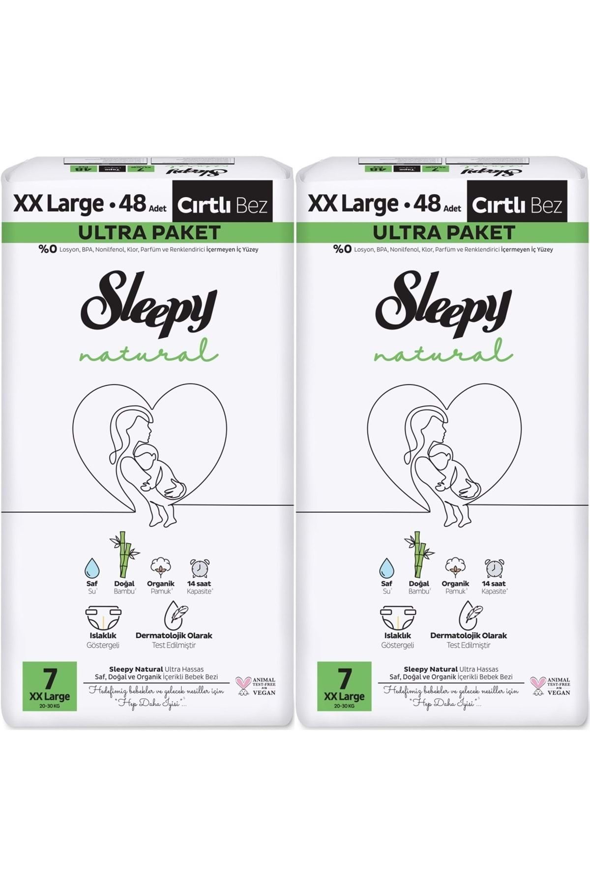 Sleepy Bebek Bezi Natural Beden:7 (20-30KG) Xx Large 96 Adet Ekonomik Ultra Pk