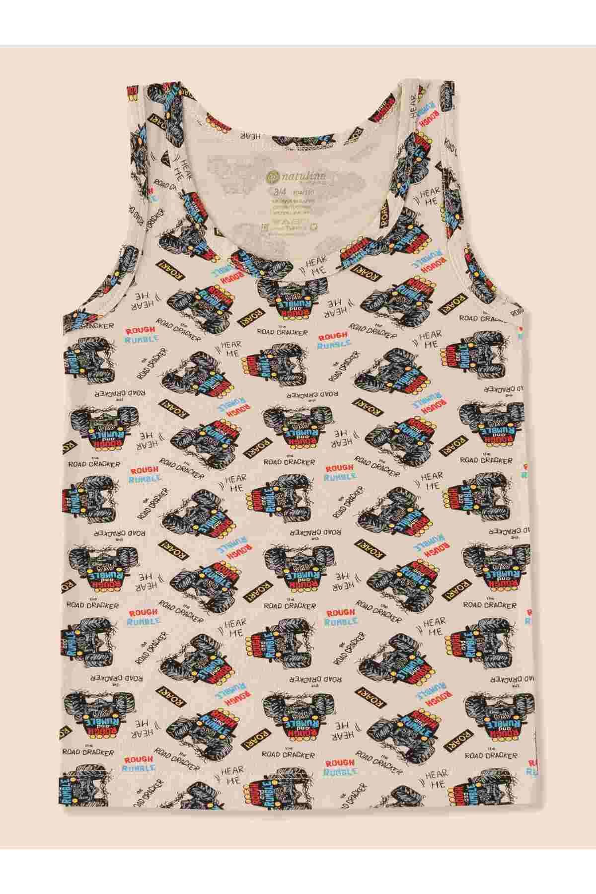 natuline-Tricou pentru băiat din bumbac organic Lycra Car Printed Pachet 6 4