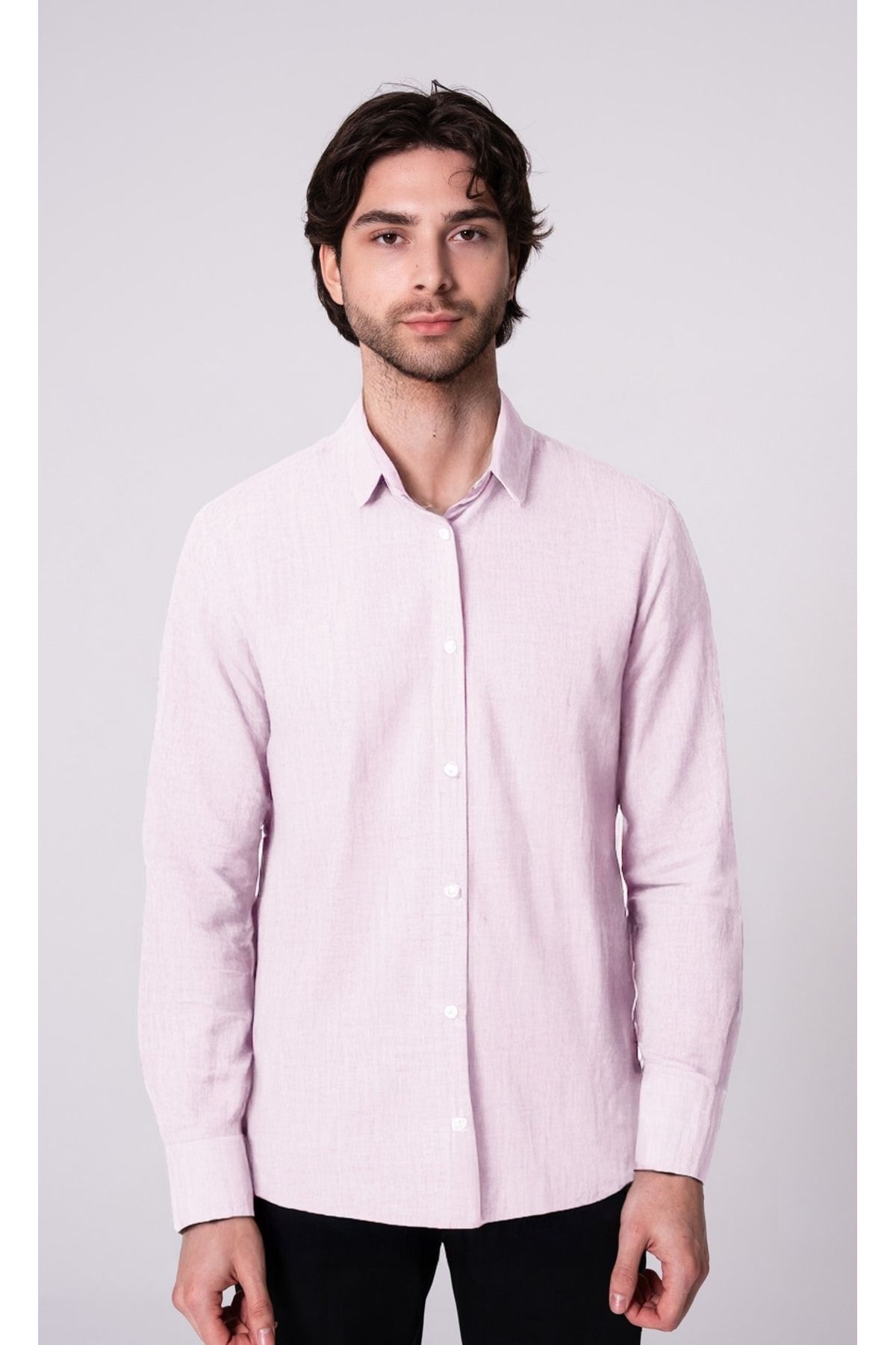 CRAFTLABEL Yeni Sezon Uzun Kollu Erkek %100 Keten Gömlek Slim Fit