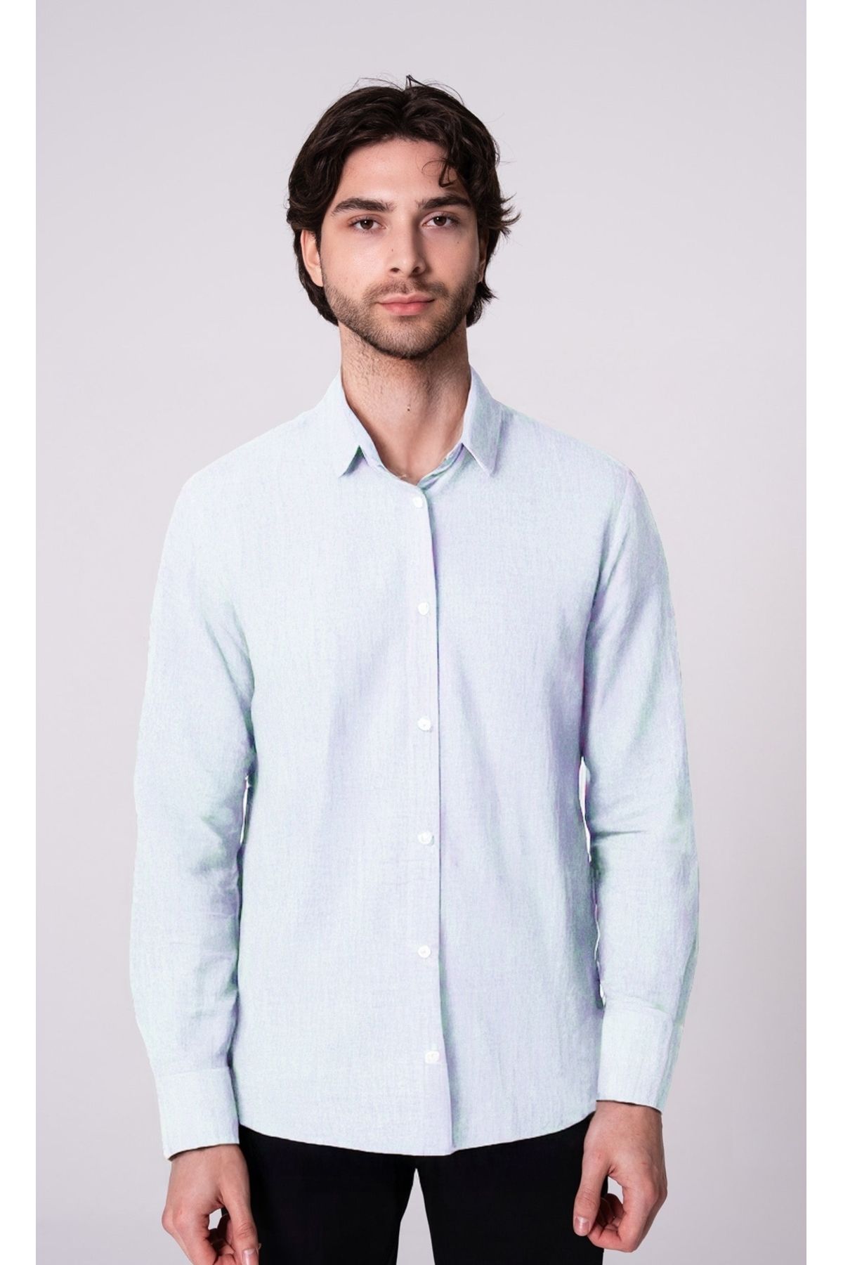 CRAFTLABEL Yeni Sezon Uzun Kollu Erkek %100 Keten Gömlek Slim Fit