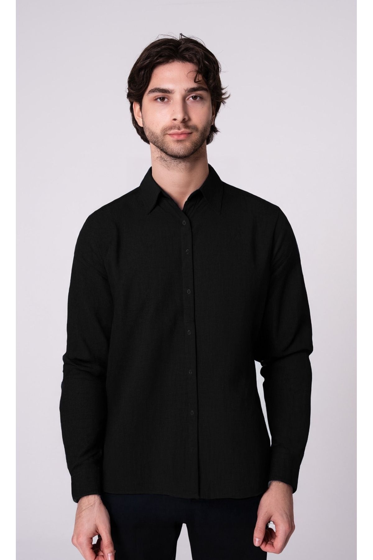 CRAFTLABEL Yeni Sezon Uzun Kollu Erkek %100 Keten Gömlek Slim Fit