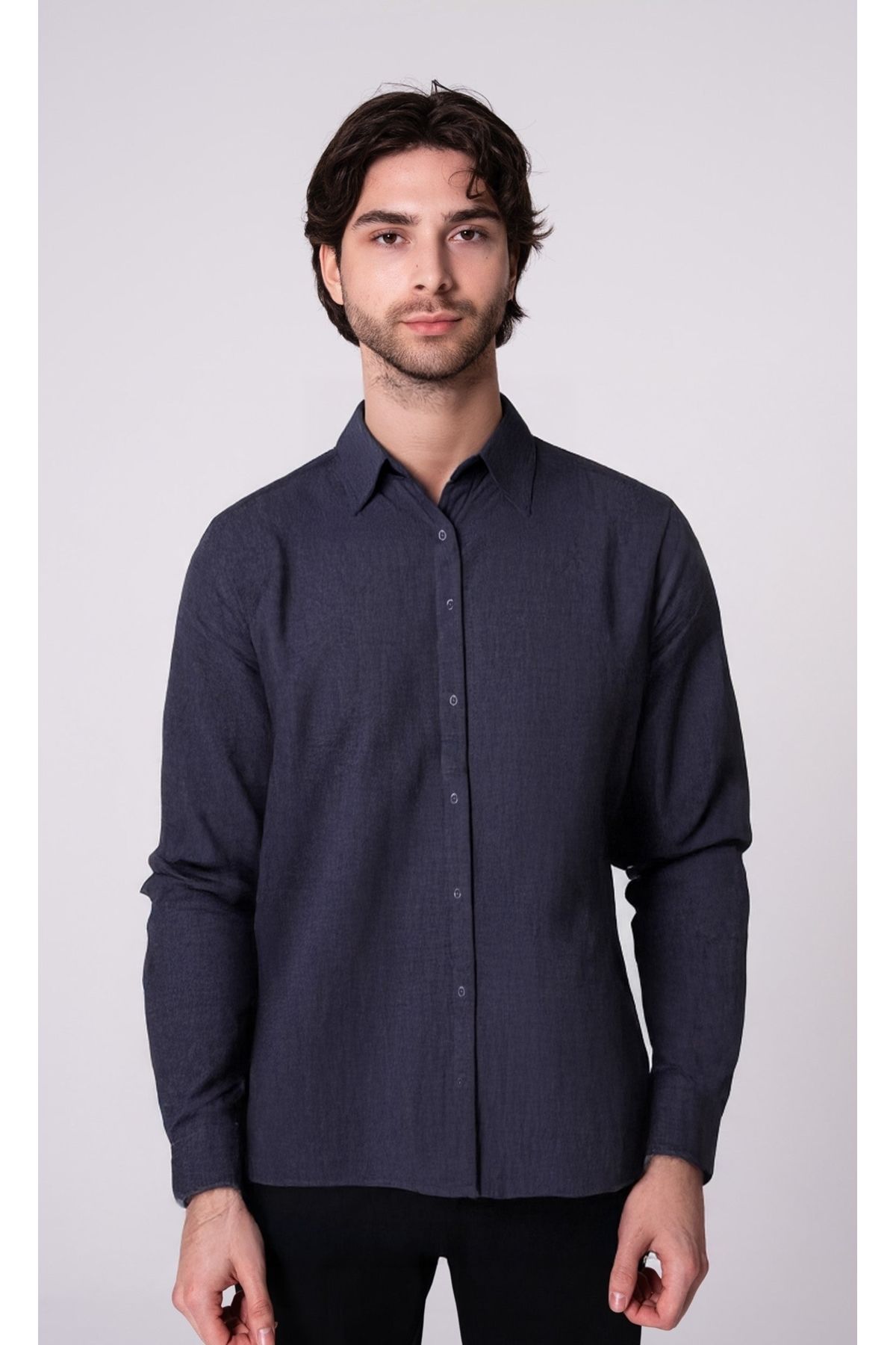 CRAFTLABEL Yeni Sezon Uzun Kollu Erkek %100 Keten Gömlek Slim Fit