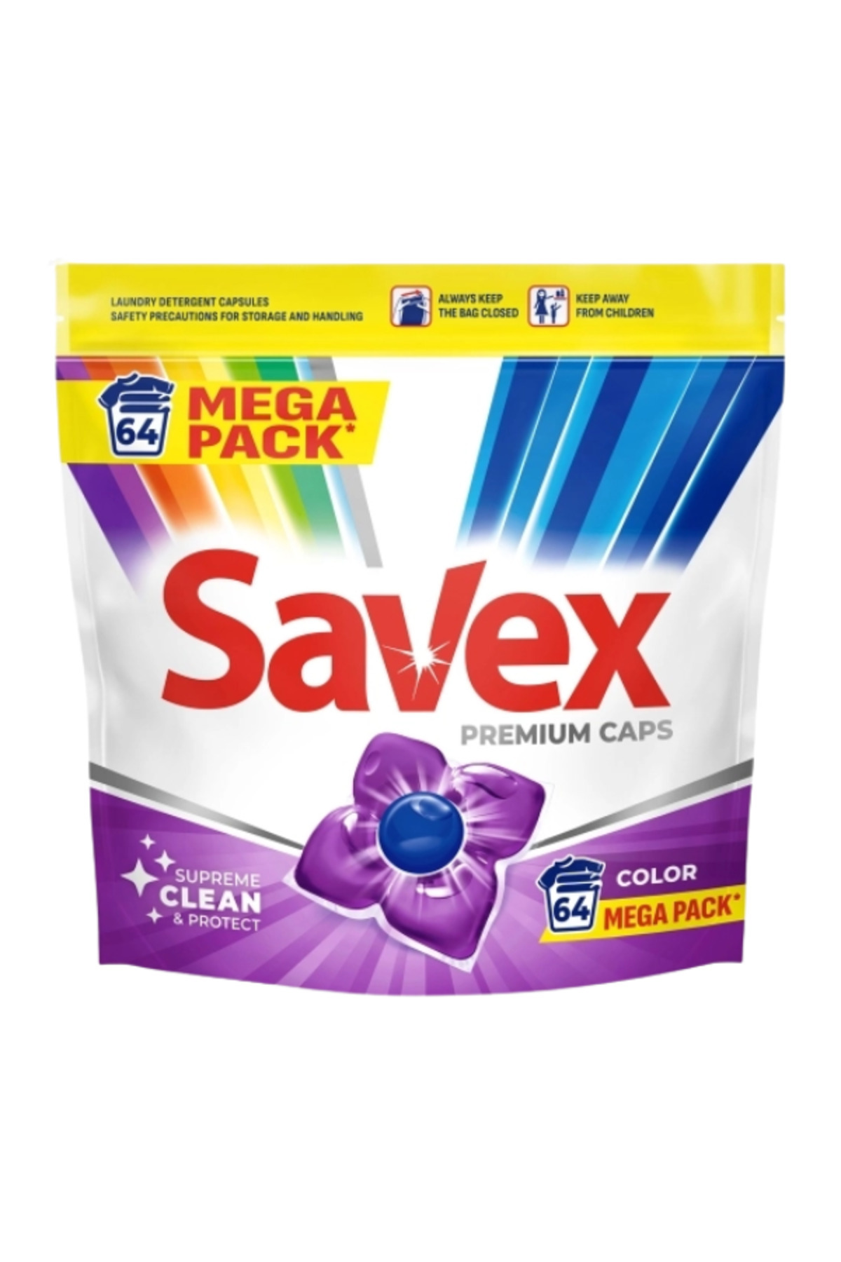 SAVEX Detergent Capsules Premium Caps Color, 64 Washes