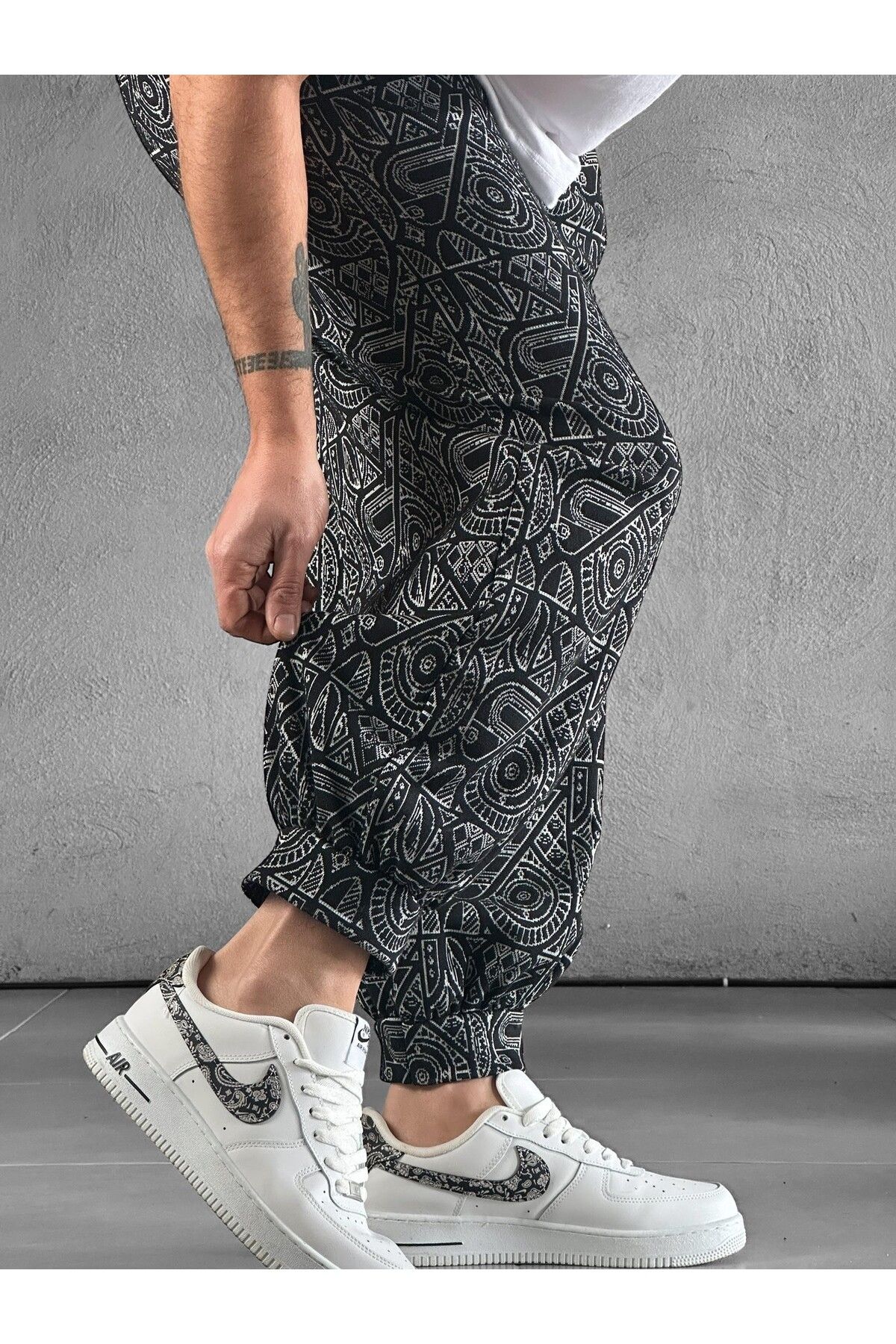 شلوار خاکستری مردانه الگوی قومی دوست پسر COCOPELLI