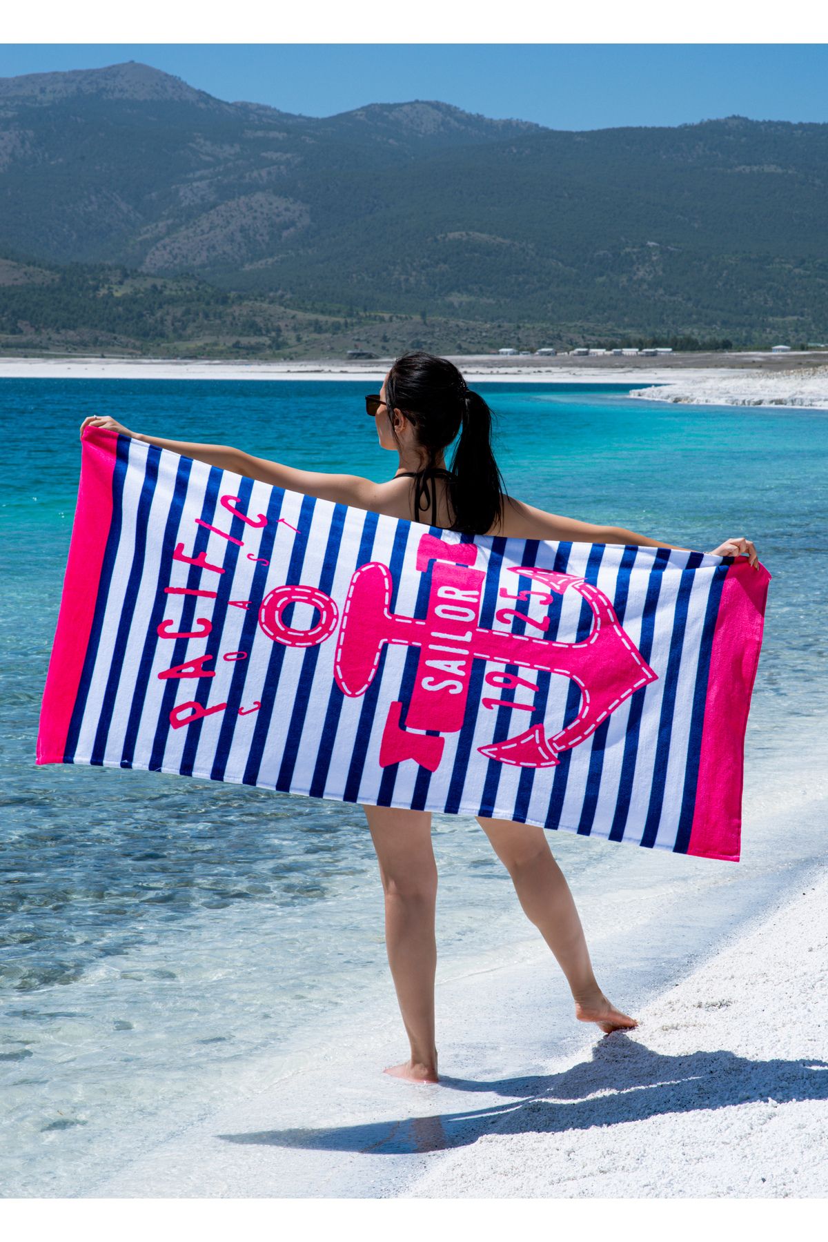 SILVABELLA %100 Pamuk Plaj Beach Havlusu - 75x150 cm, 360gr Marine