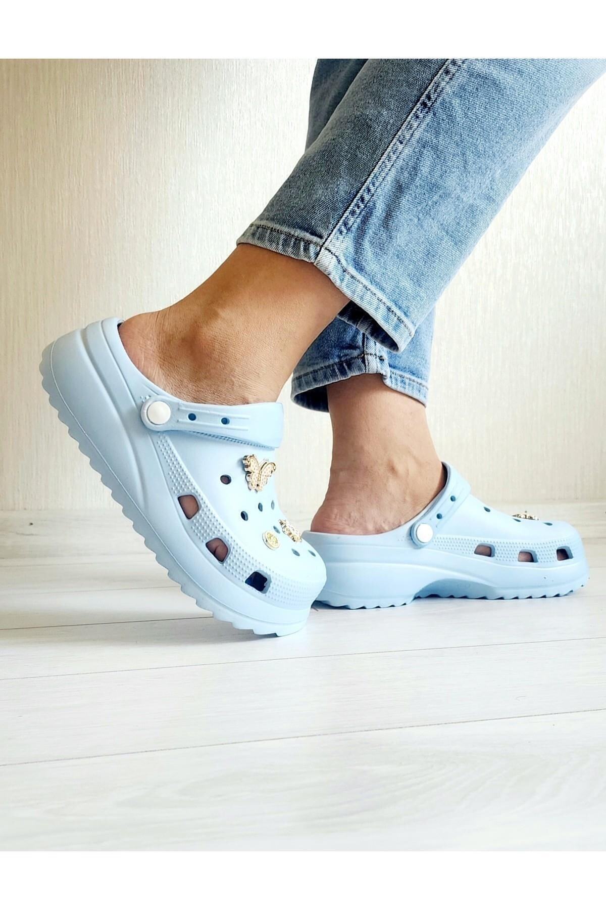 Sonimix Kadın Yüksek Ökçeli Hastane Aşçı Hemşire Doktor Terliği Kelebek Taşlı