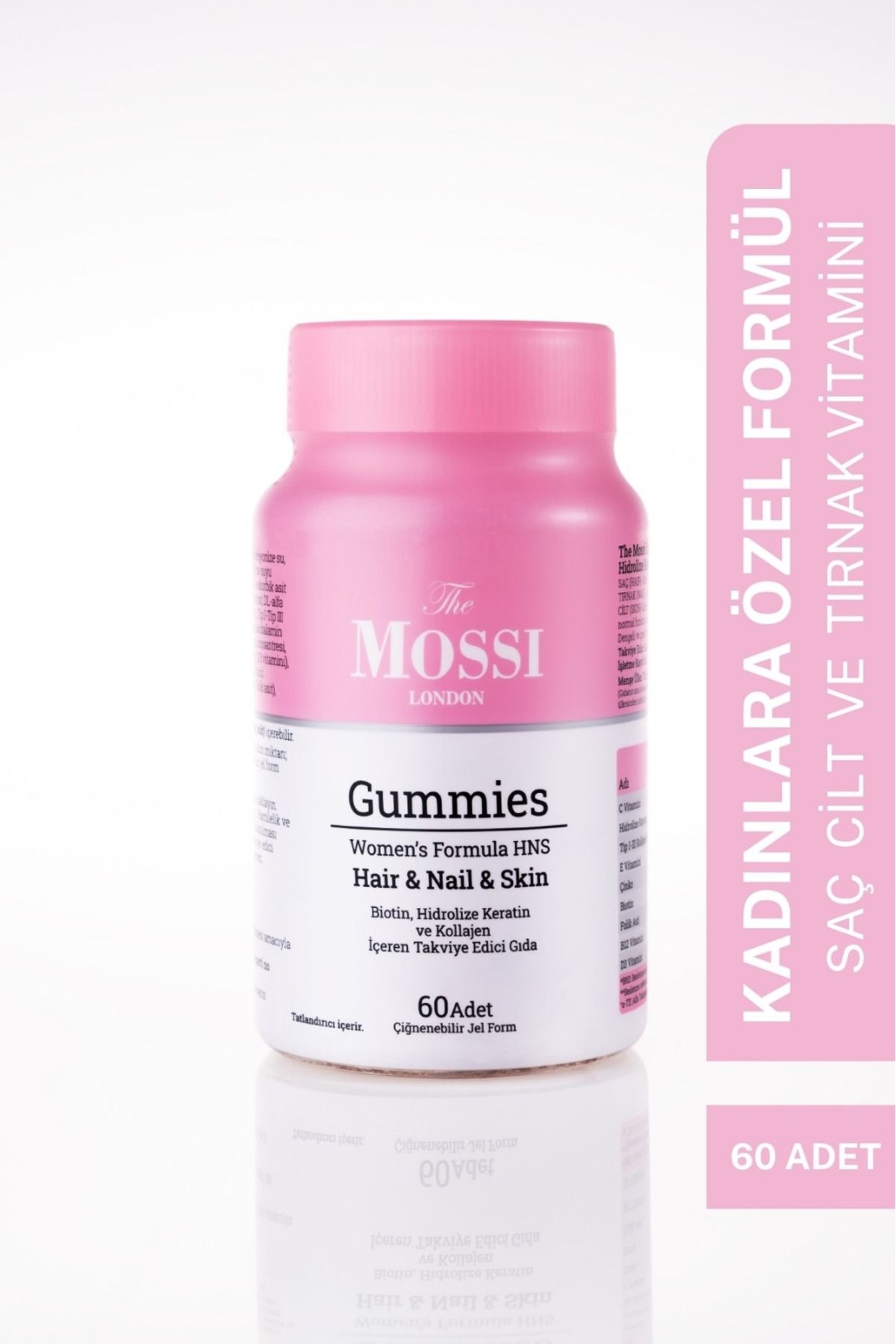 The Mossi London Kadınlar Için Saç,tırnak,cilt Vitamini Çiğnenebilir Gummy,keratin,kolajen,c|e|b12|d3 Vitamini,biotin