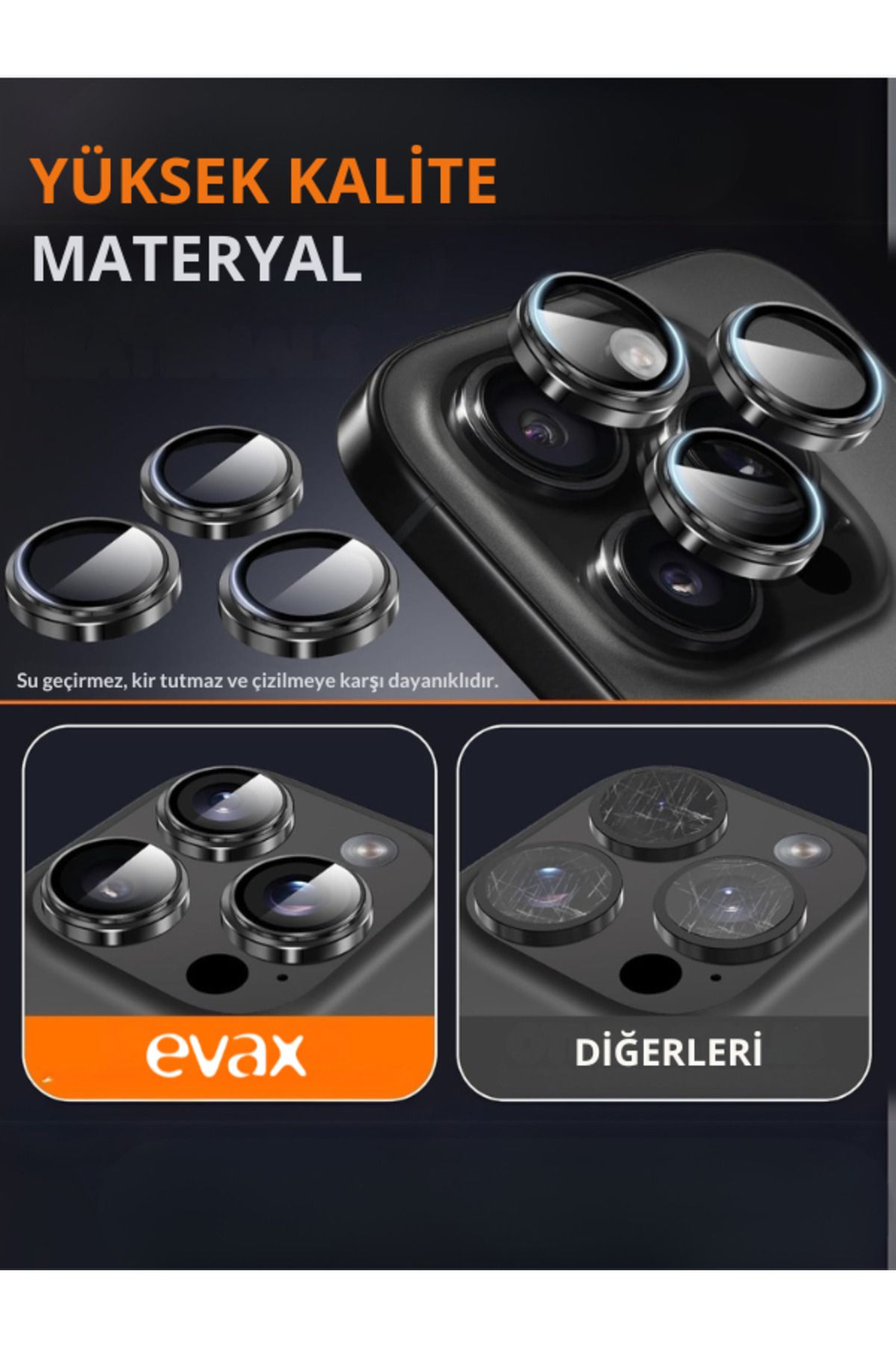 EVAX-(SAFIR) واقي عدسة الكاميرا الياقوتية المتوافق مع Iphone 16 Pro Max / 16 Pro مع جهاز سهل التركيب 4