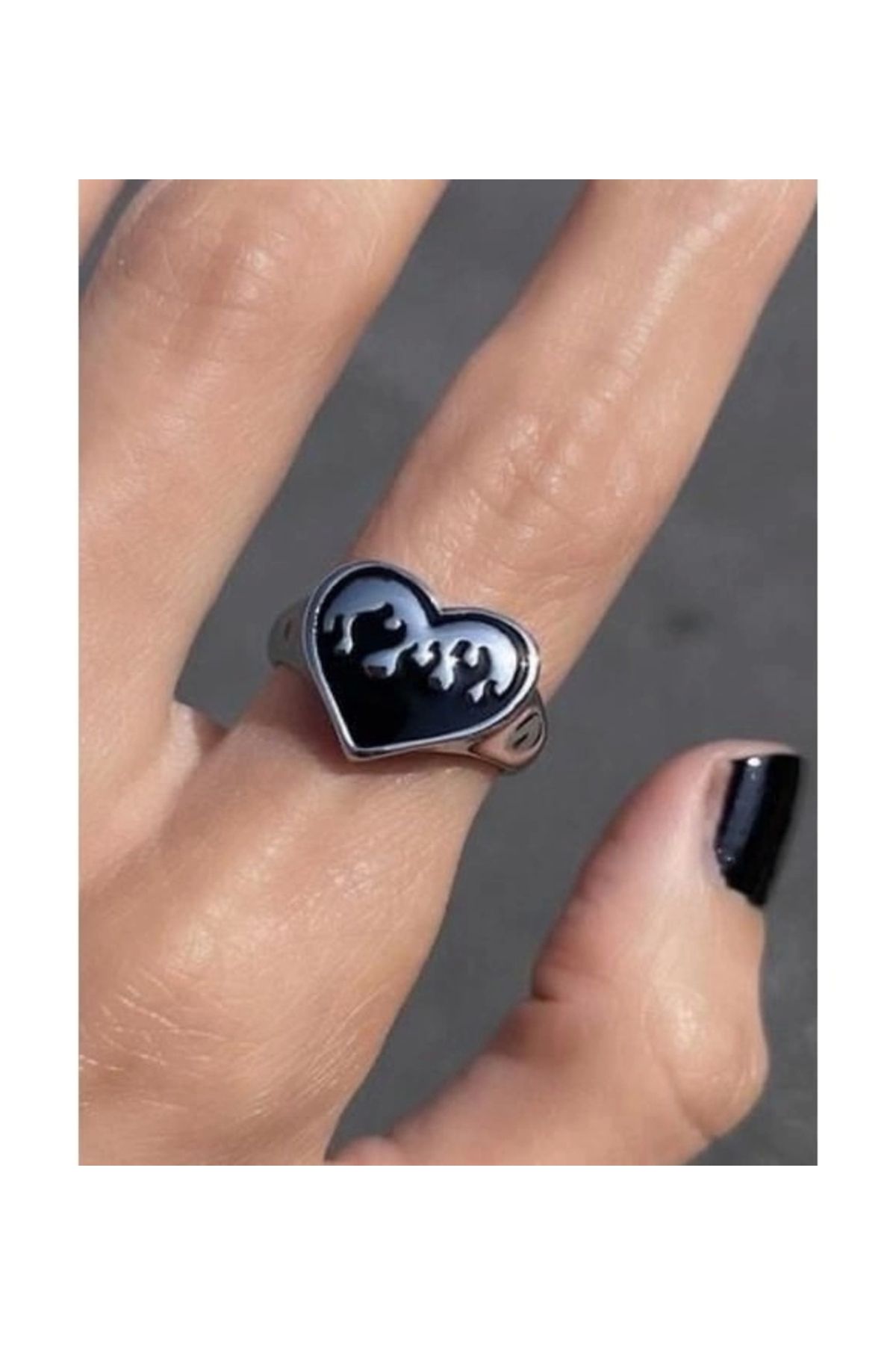 GOSSİP TEAM Gothic Kalp Heart Decor Unisex Ayarlanabilir Yüzük
