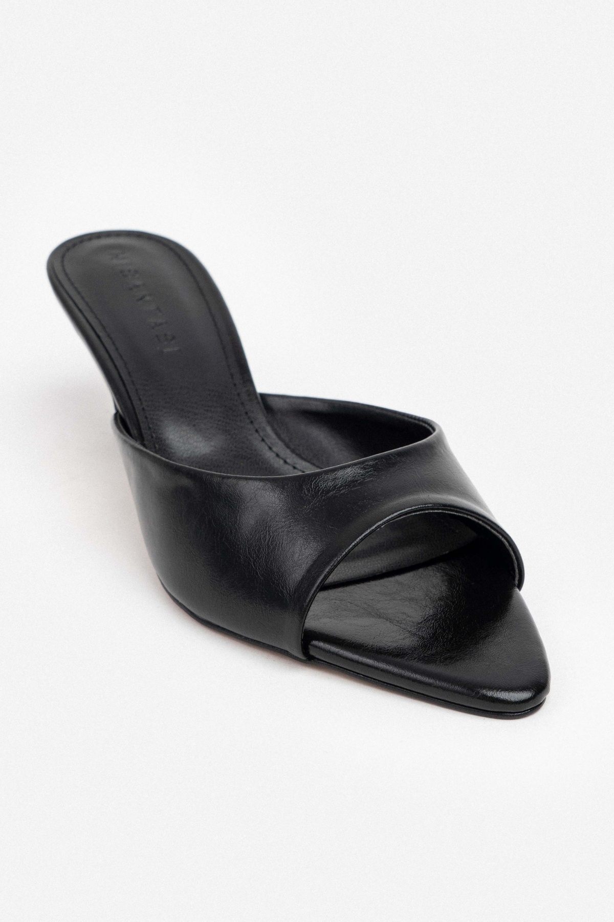NİŞANTAŞI SHOES Promise Siyah Raşel Rustik Desenli Sivri Burun Kadın İnce Topuklu Terlik görsel 7