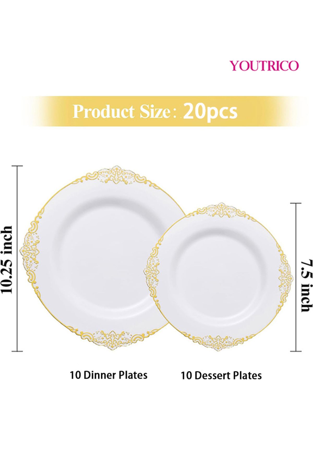 Youtrico-Disposable Tableware 20pieces-32cm/19cm Ideal For 10 People Wedding Plating/birthday Party 1