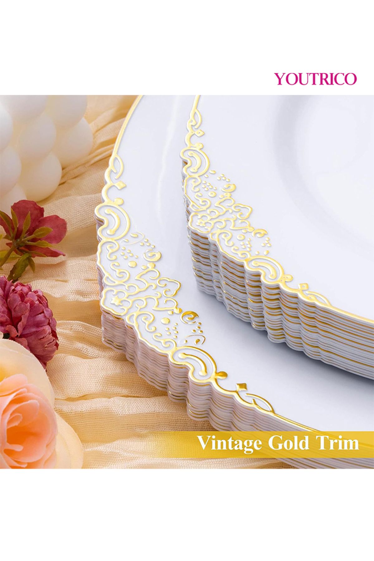 Youtrico-Disposable Tableware 20pieces-32cm/19cm Ideal For 10 People Wedding Plating/birthday Party 5
