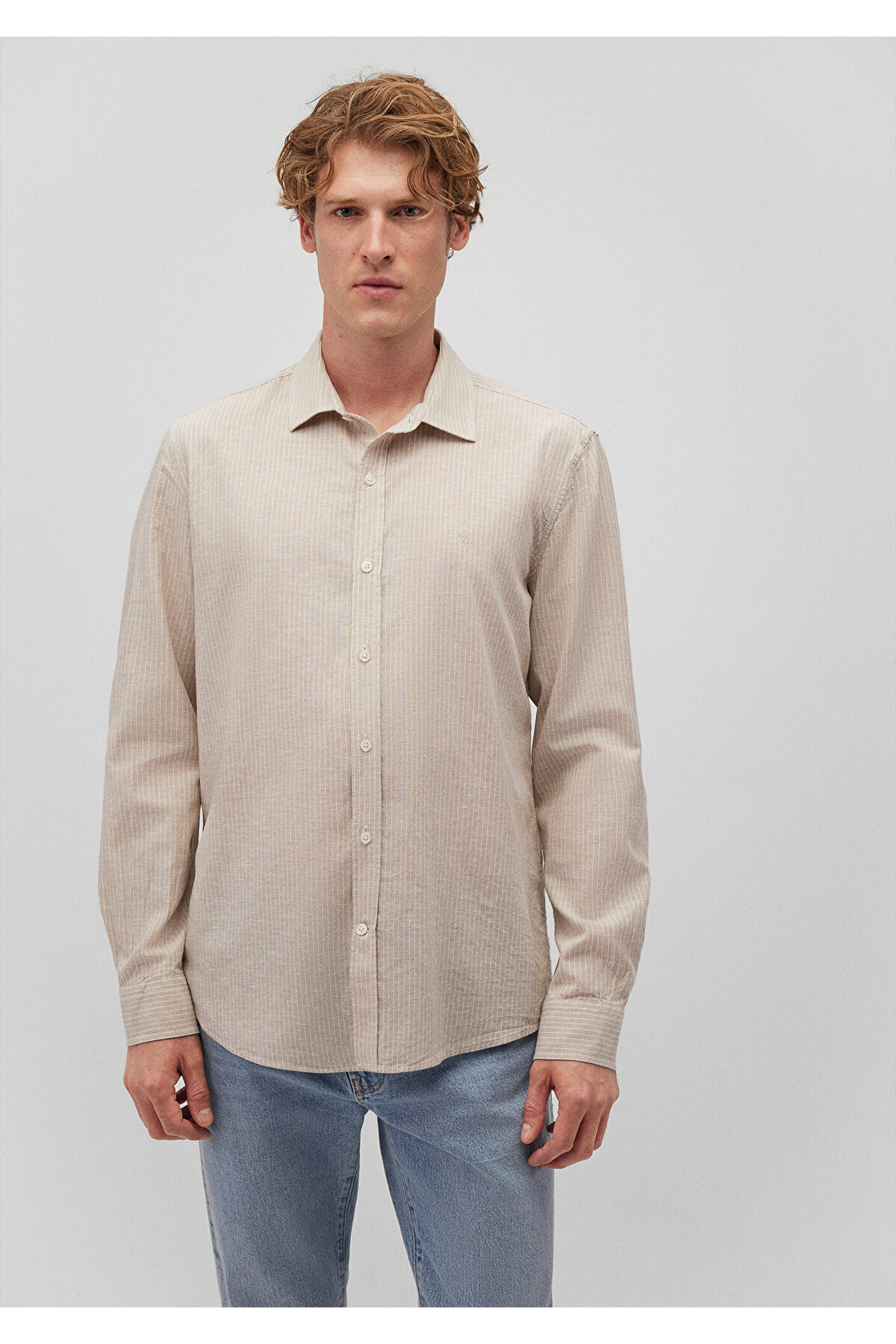 Mavi-Gestreiftes beiges Tencel-TM-Lyocell-Hemd Slim Fit / Slim Fit 0211081 -82393 3