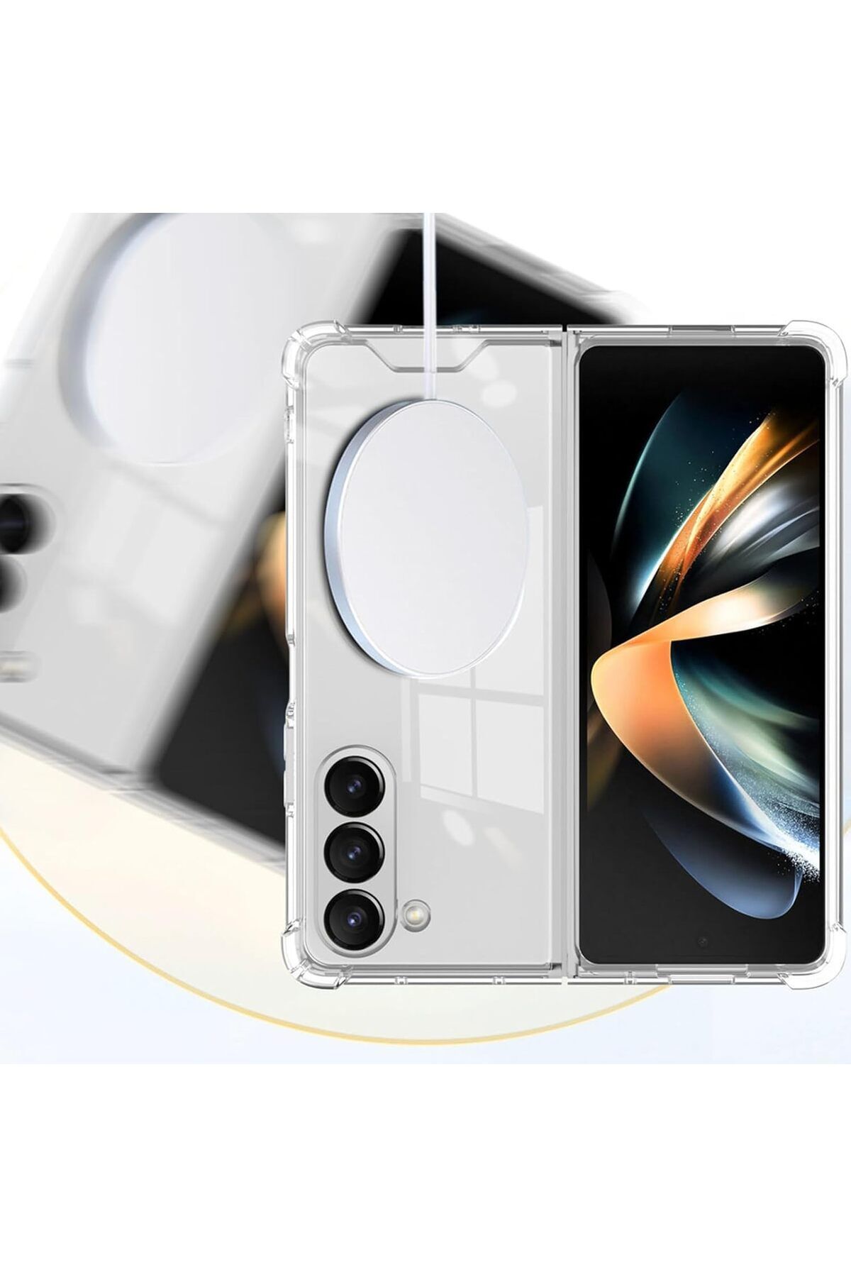 Generic-جراب شفاف لهاتف Samsung Galaxy Z Fold 5 متوافق مع MagSafe، جراب رفيع شفاف صلب 4