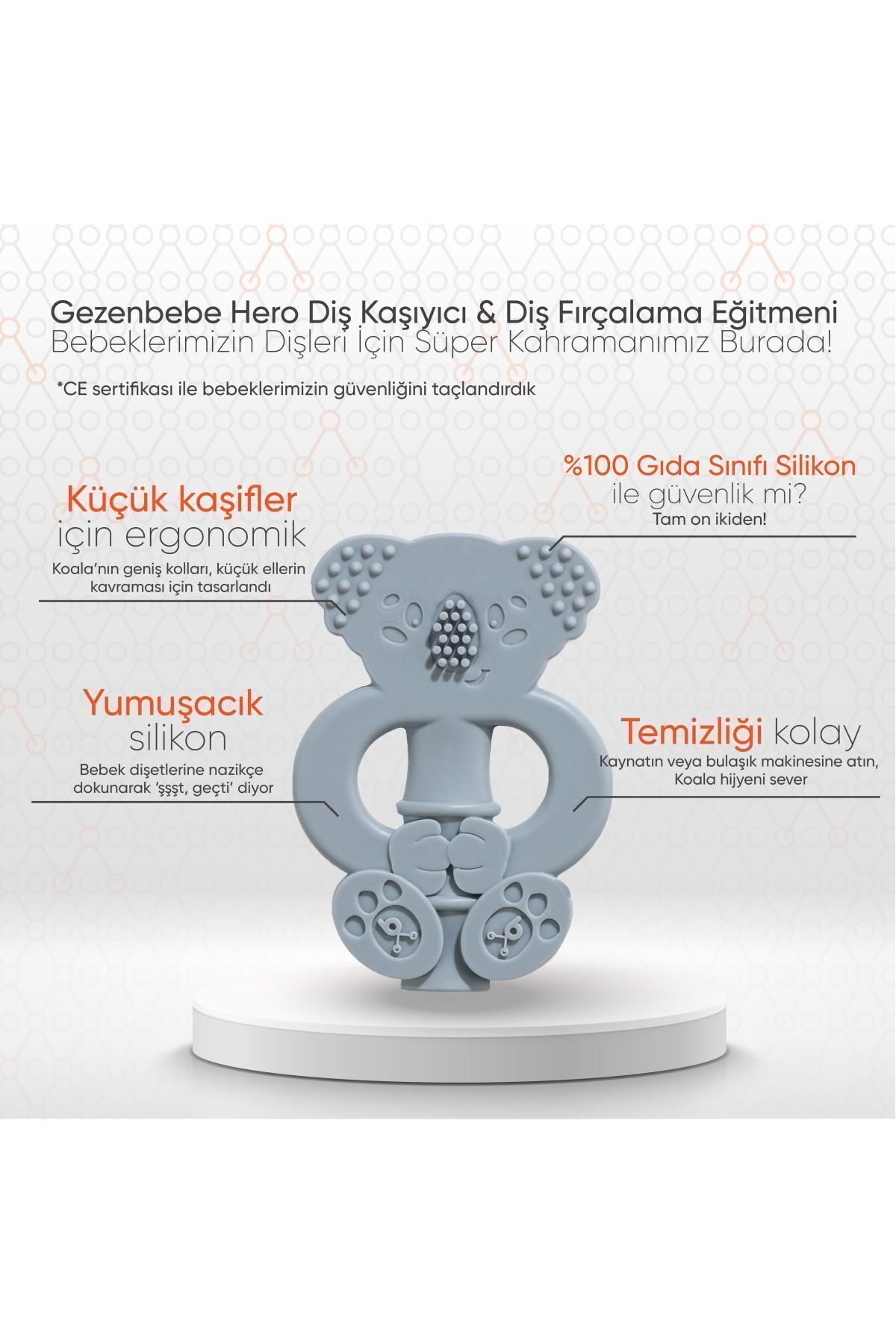 Gezenbebe Hero Bebek Diş Kaşıyıcı & Diş Fırçalama Eğitmeni Mist Gri, Dişlik fotoğrafı 2 (önizleme)