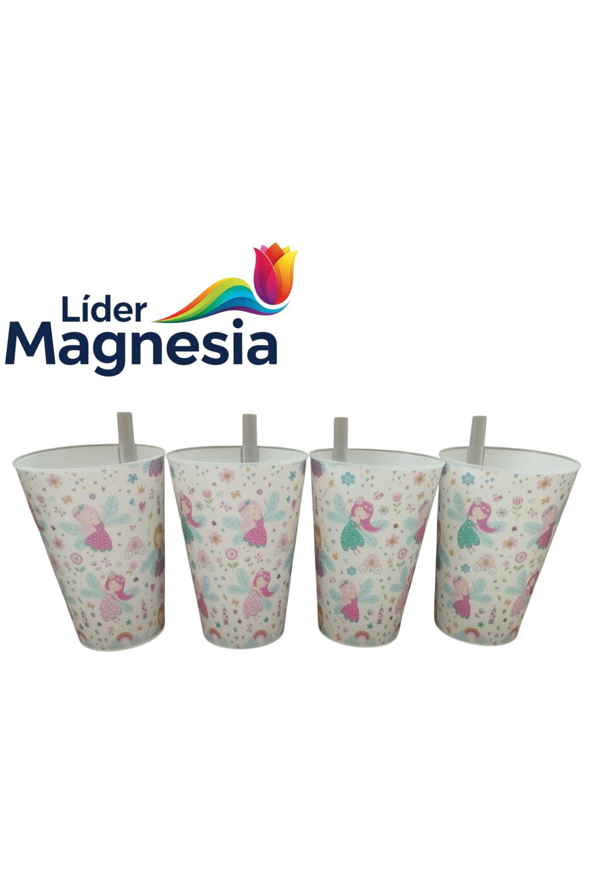 Gondol PİPETLİ BARDAK 400 ML X 4 AD KIZ ÇOÇUK FİGÜRLÜ