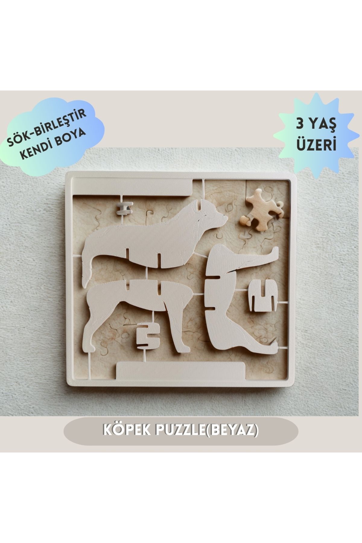 Hediyem Senin İçin Köpek Yapboz Seti|Sök ve Birleştir |Puzzle Set|Hayvanlar|Okulöncesi,Özel Eğitim(3 Yaş+)BEYAZ RENK