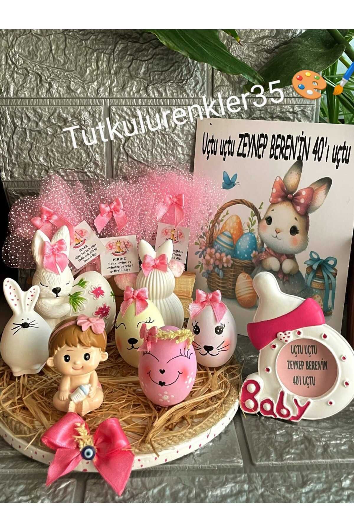 Tutkulu renkler 40 uçurma sepeti tavşanlı yumurta seti