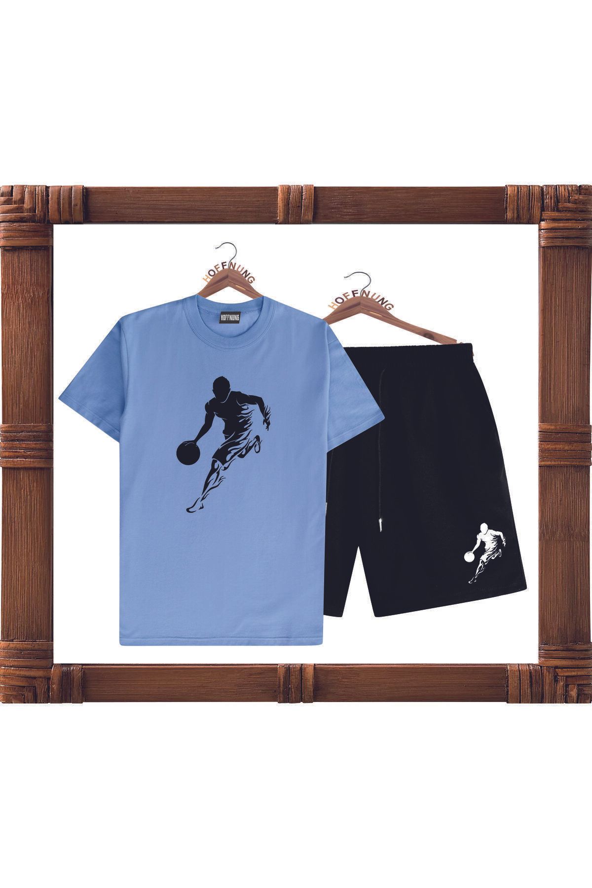 HOFFNUNG Full Shorts FIRE BASKETBALL DESIGN oversize