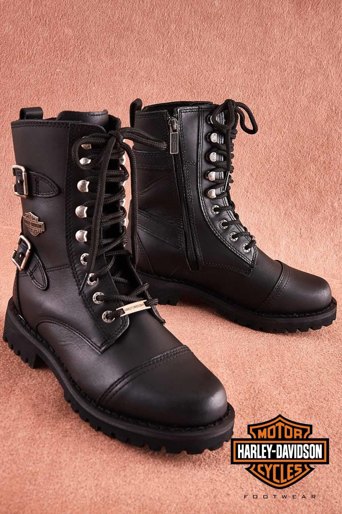 Harley Davidson-Belsa Μαύρες Δερμάτινες Γυναικείες Μπότες 2