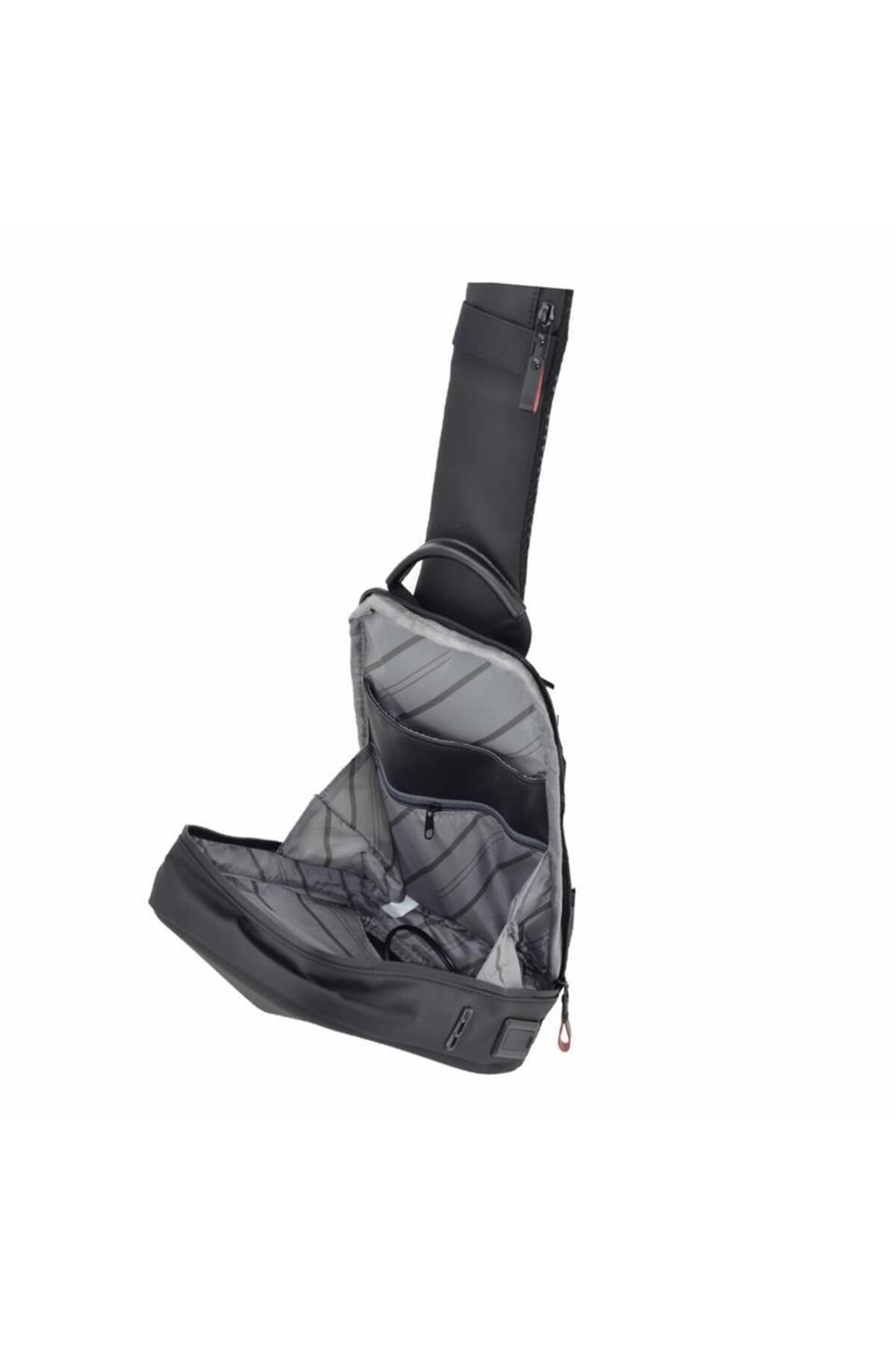 ÇÇS-Ccs USB Output Shoulder Strap Backpack and Chest Bag Black 6