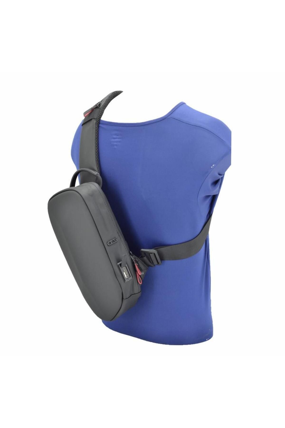 ÇÇS-Ccs USB Output Shoulder Strap Backpack and Chest Bag Black 5