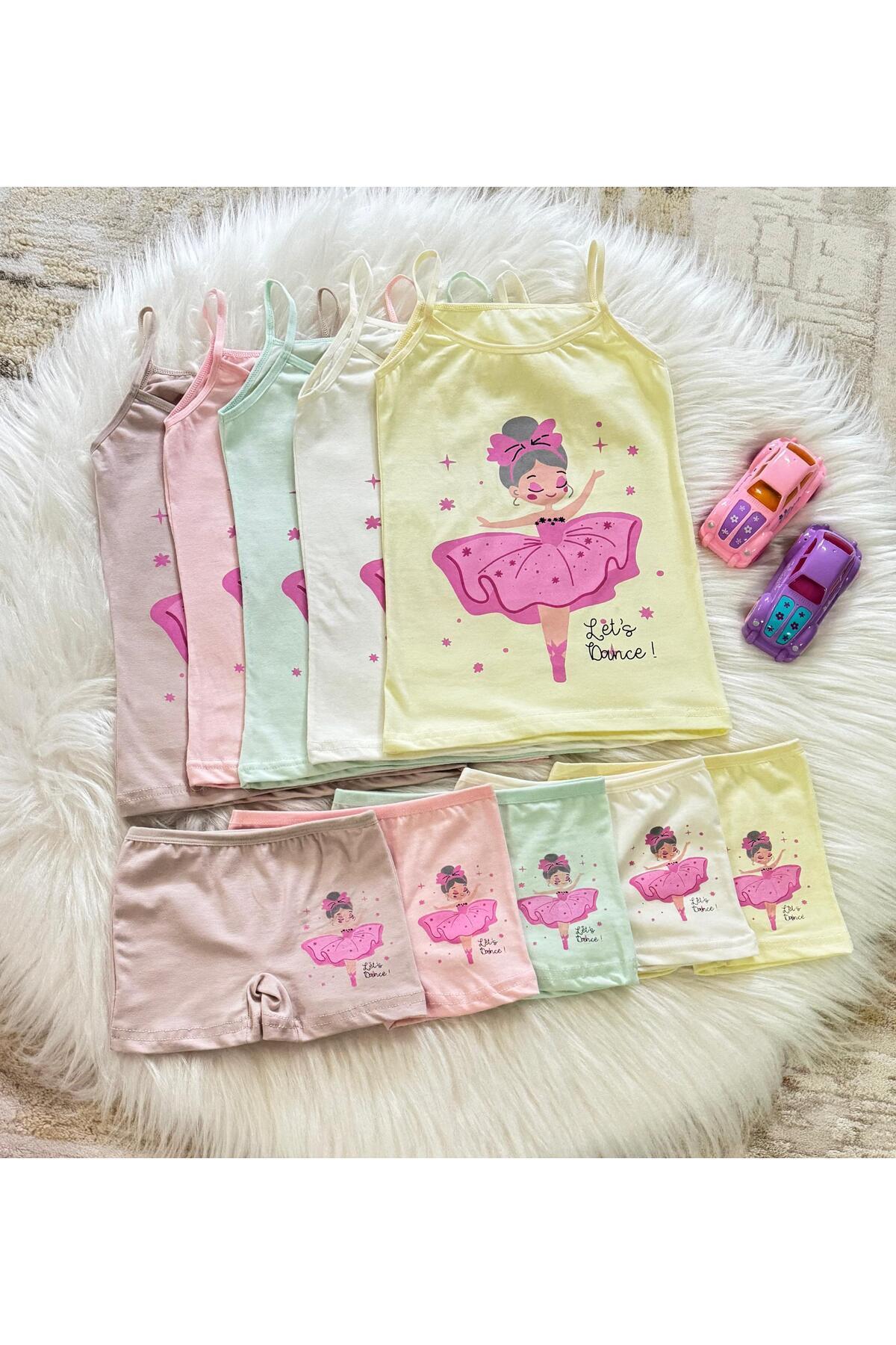 SWELLA Kız Cocuk Atlet Boxer 5'li Takım %100 Pamuk fotoğrafı 2 (önizleme)