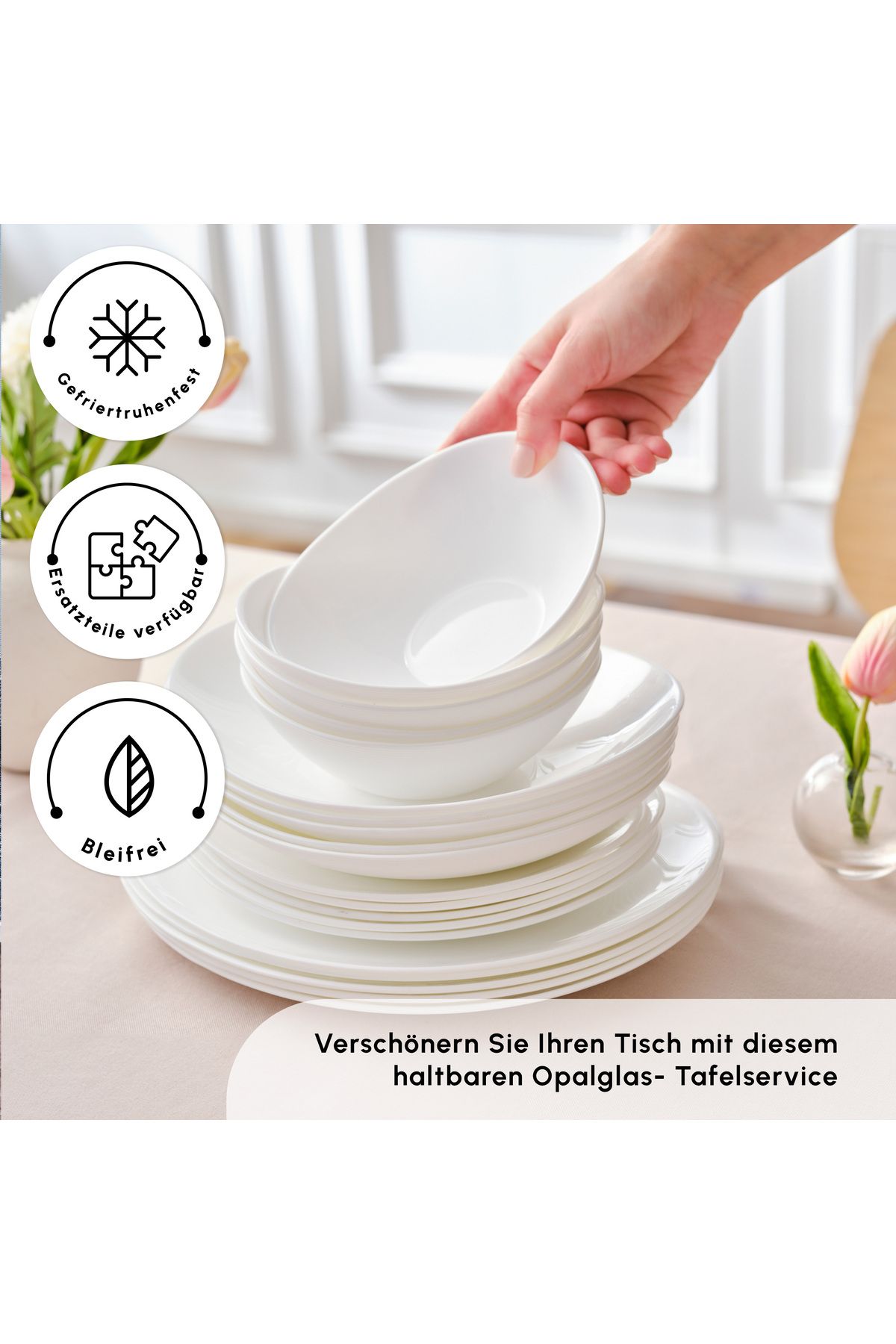 Karaca-White Pure 24 Teilige Für 6 Personen Tafelservice Glas 4