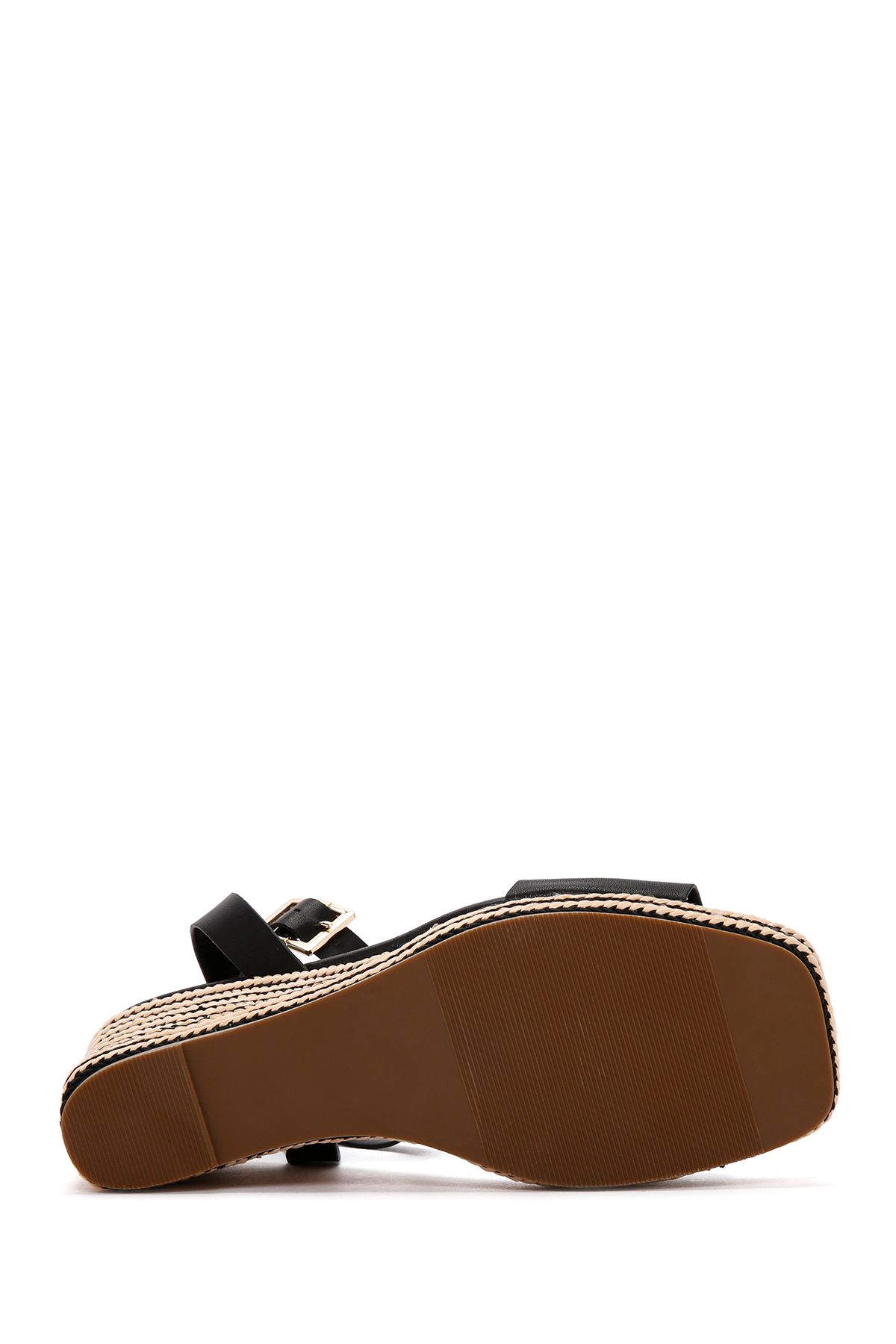 Derimod-Women's Black Ankle Strap Wedge Heeled Espadrille 25Sfe 480718 5