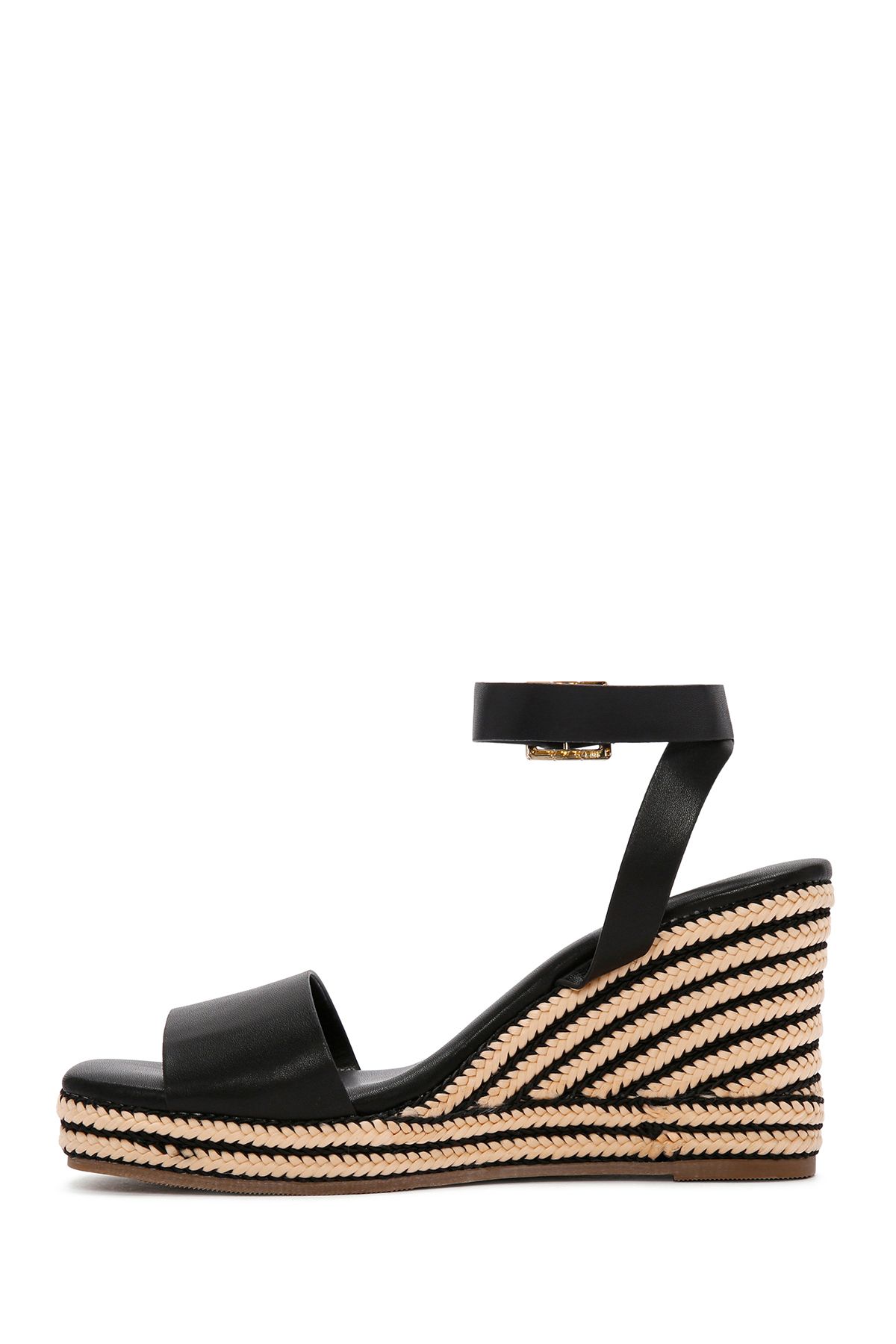 Derimod-Women's Black Ankle Strap Wedge Heeled Espadrille 25Sfe 480718 4