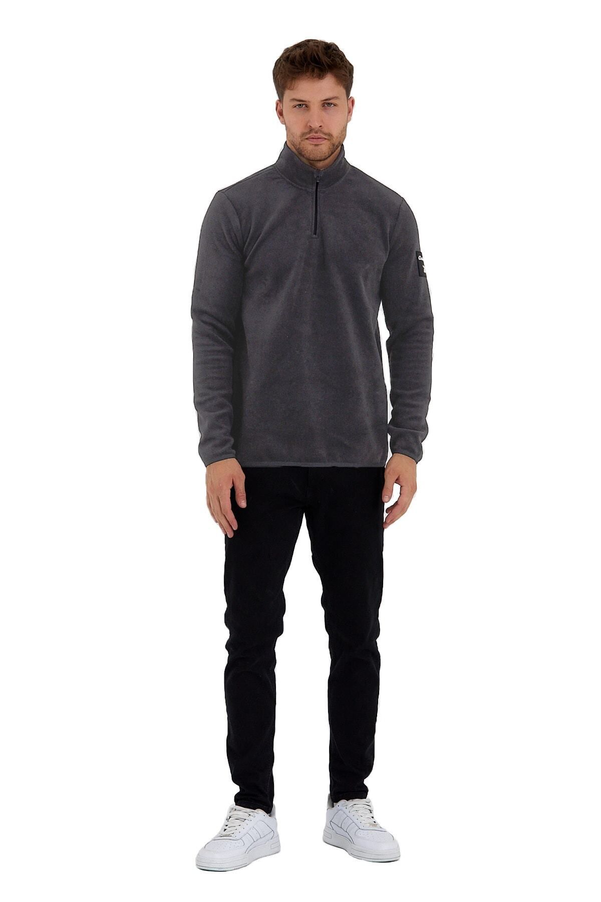 Adams-Men's Comfortable Inside and Outside Fleece Heat Preserving Zippered Fleece Sweatshirt 4