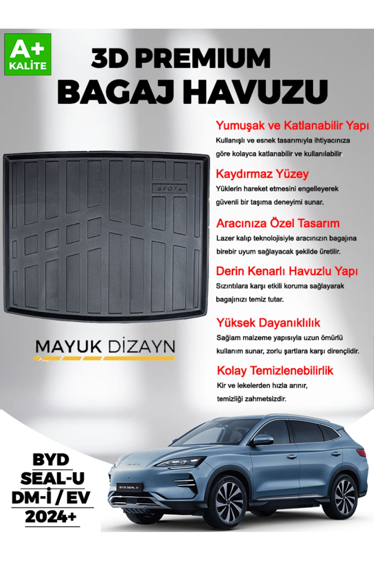 Mayuk Dizayn BYD Seal U Dm-İ EV 2024 Sonrası Araca Özel MYK 3D ÜST KADEME Bagaj Havuzu