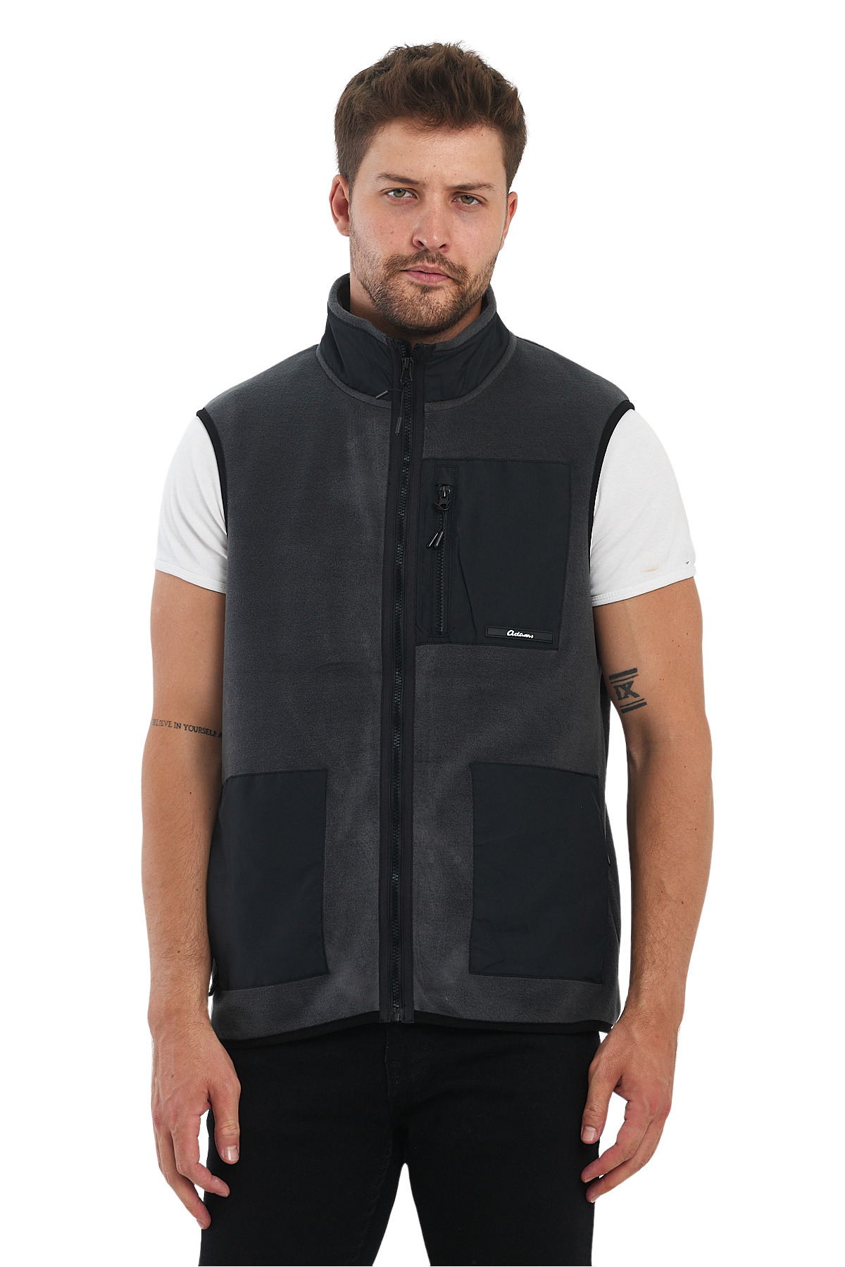 Adams-Διπλό Χρώμα Fleece Αμάνικο Erekek Γιλέκο - Comfort Fit με 3 τσέπες 7