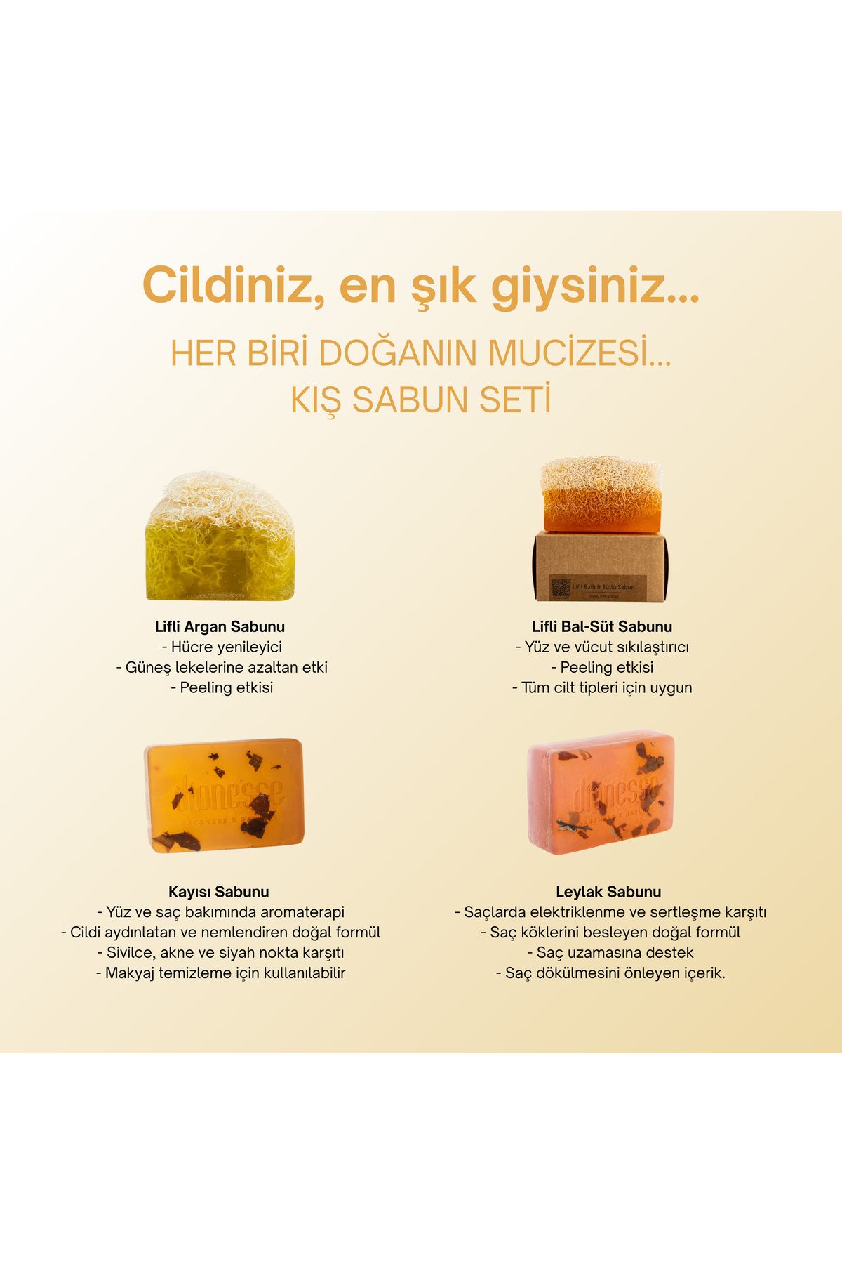 dionesse-Moisturizing Soap Set 4X120 Gr - Handmade Soaps with Argan, Honey Milk, Apricot and Lilac 5