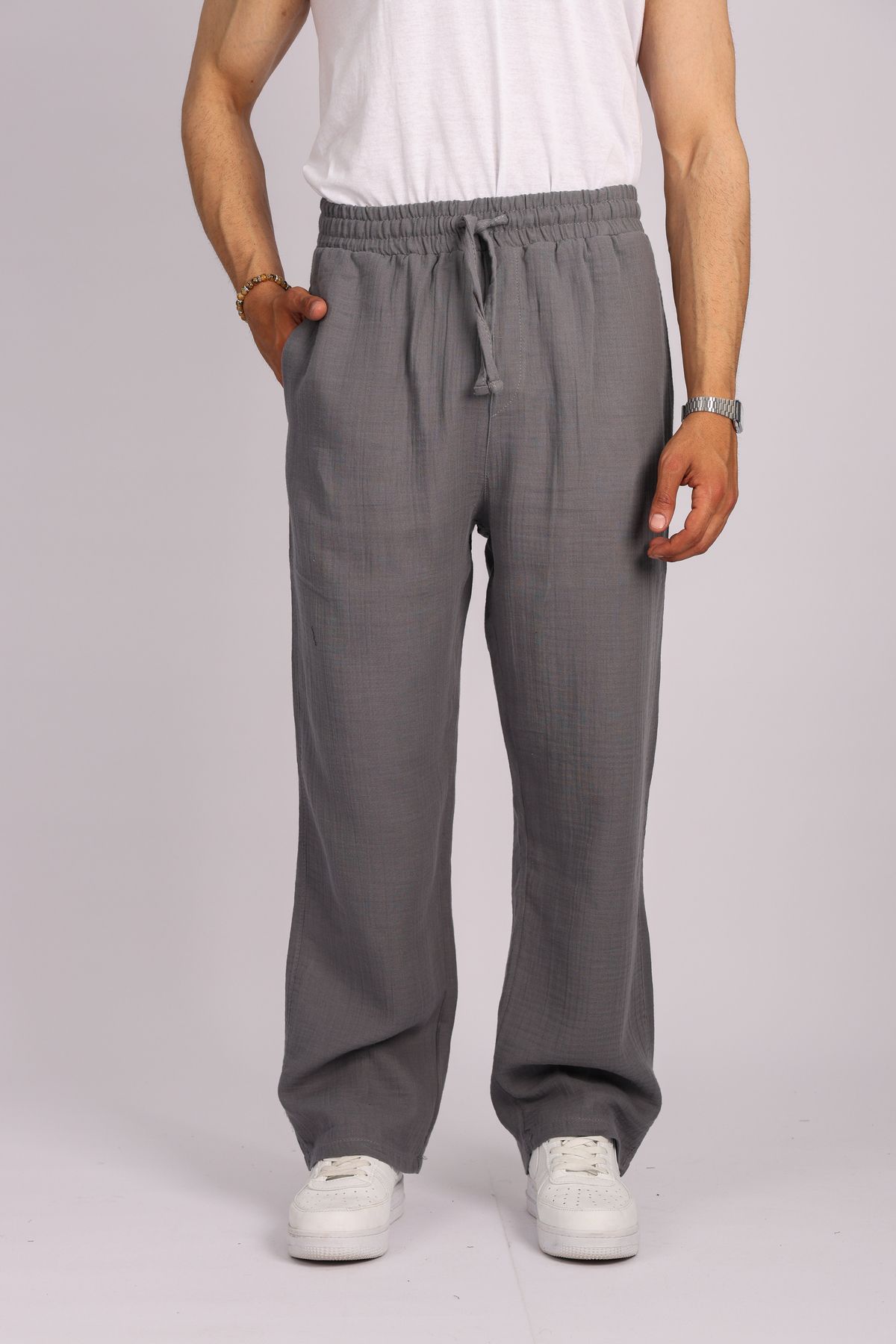 JAKOTTO Erkek Baggy Müslin Kumaş Pantolon