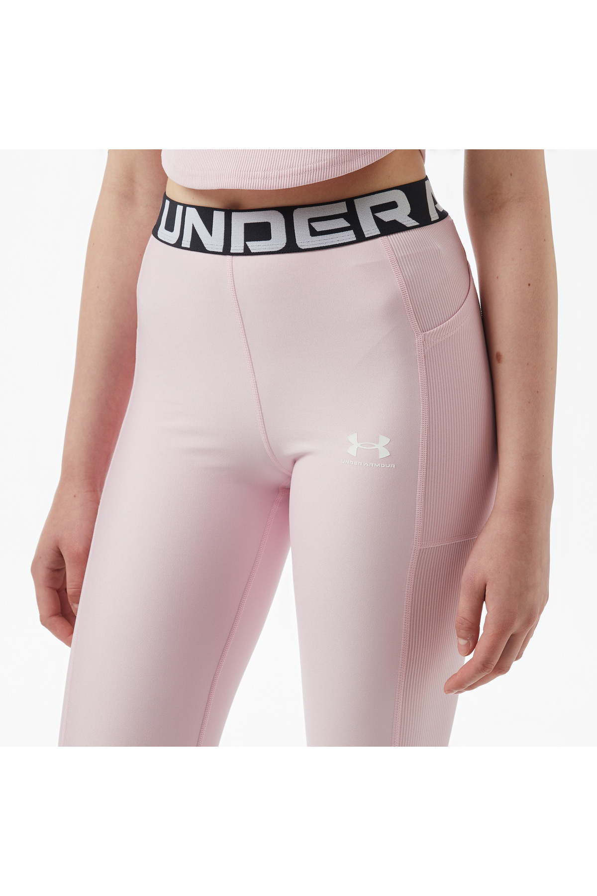 Under Armour Heatgear Rib Legging Kadın Pembe Antrenman Taytı görsel 4