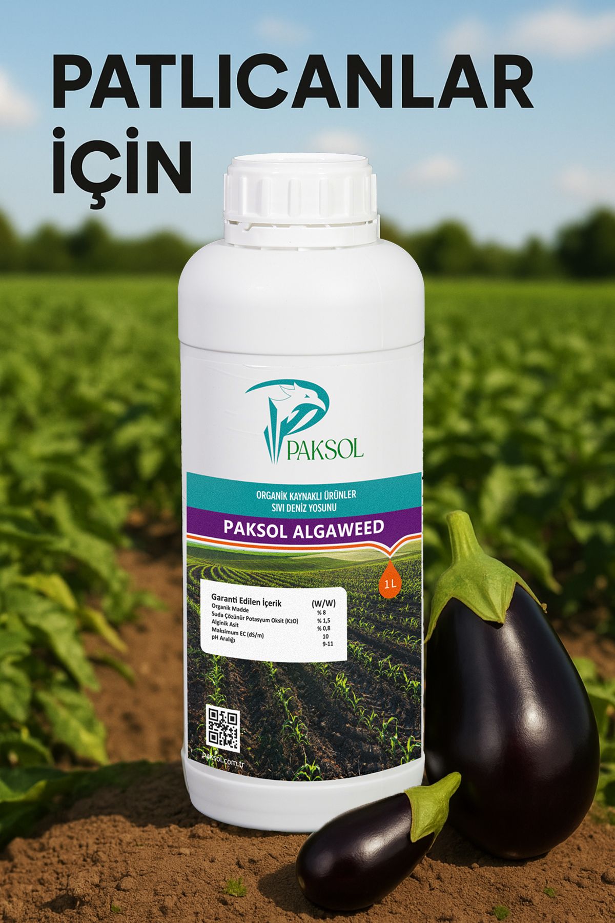 Paksol Patlıcanlar İçin Deniz Yosunlu Organik Sıvı Gübre Algaweed 1 Litre